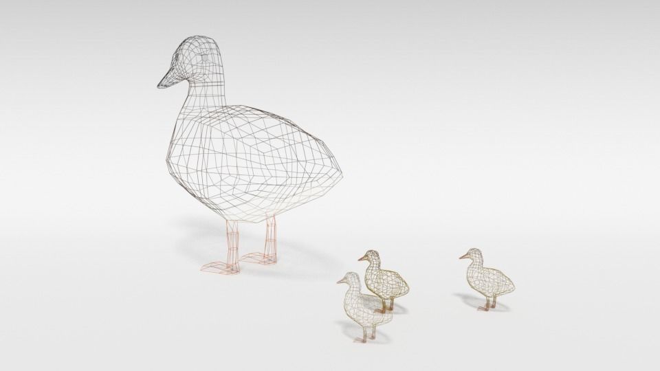 Low Poly Cartoon Gadwall Duck Low-poly 3D model_16