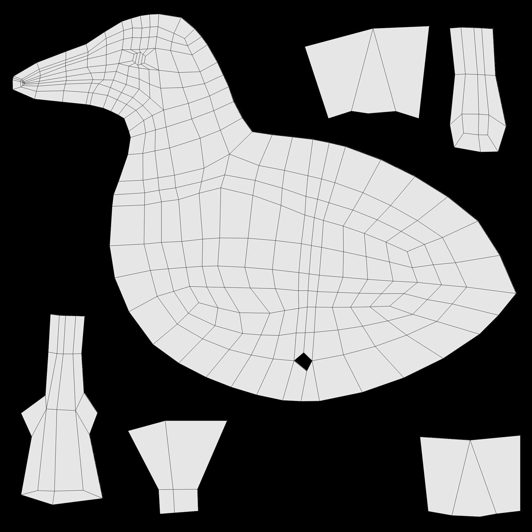 Low Poly Cartoon Gadwall Duck Low-poly 3D model_18