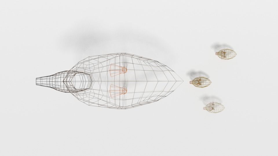 Low Poly Cartoon Gadwall Duck Low-poly 3D model_17