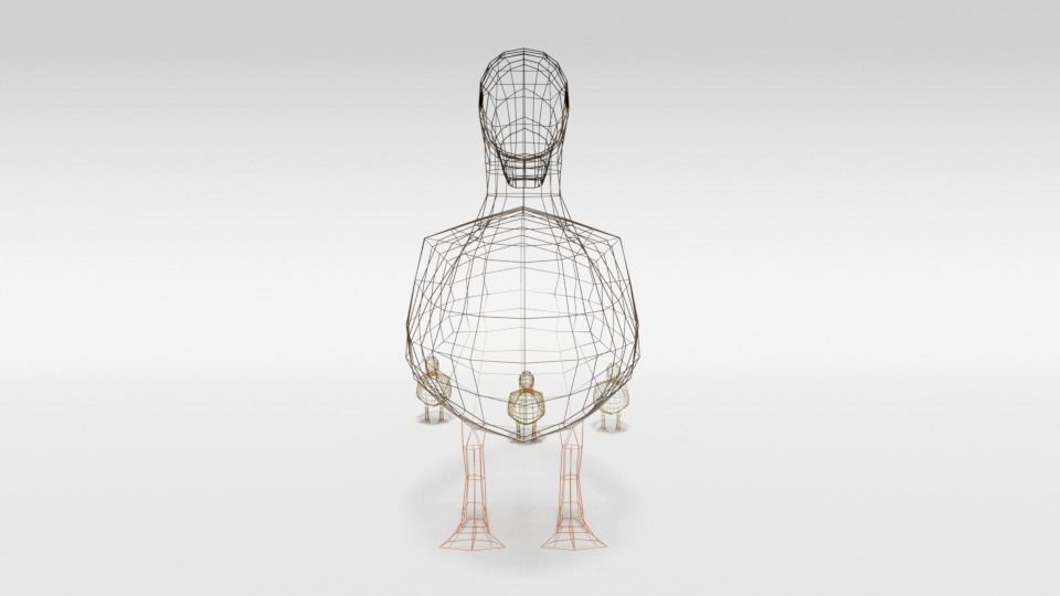 Low Poly Cartoon Gadwall Duck Low-poly 3D model_11