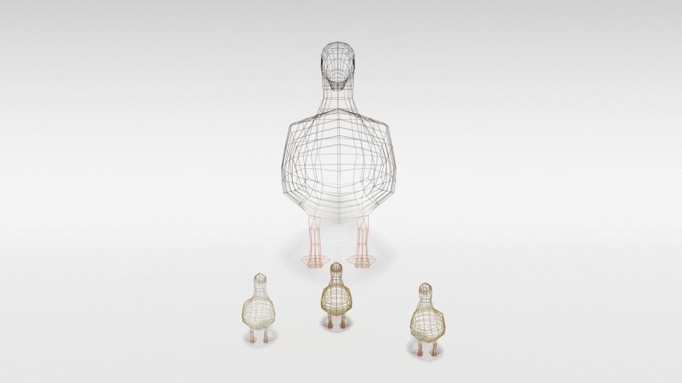 Low Poly Cartoon Gadwall Duck Low-poly 3D model_15