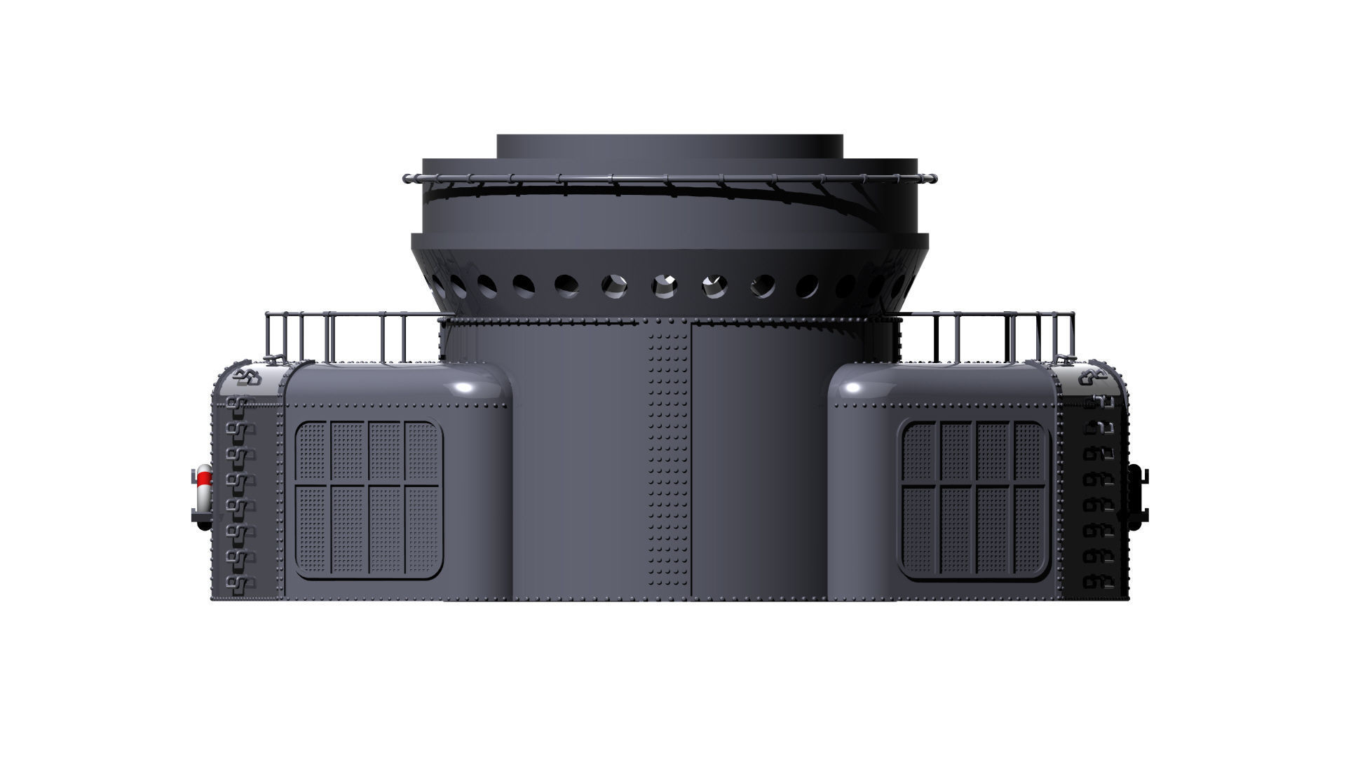 Rear barbette gun turret scale 1-200 3D print model 3D print model_6