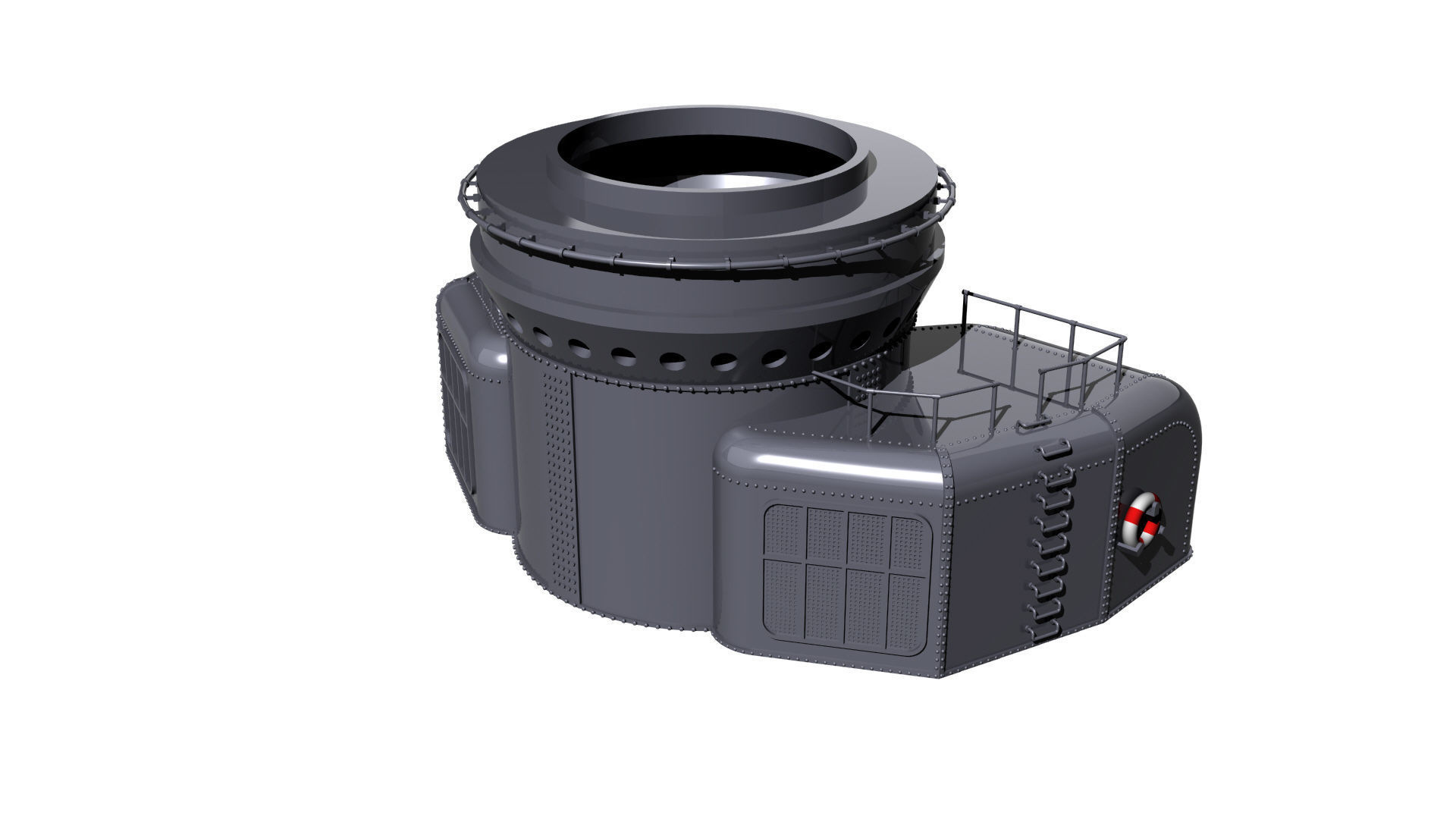 Rear barbette gun turret scale 1-200 3D print model 3D print model_0