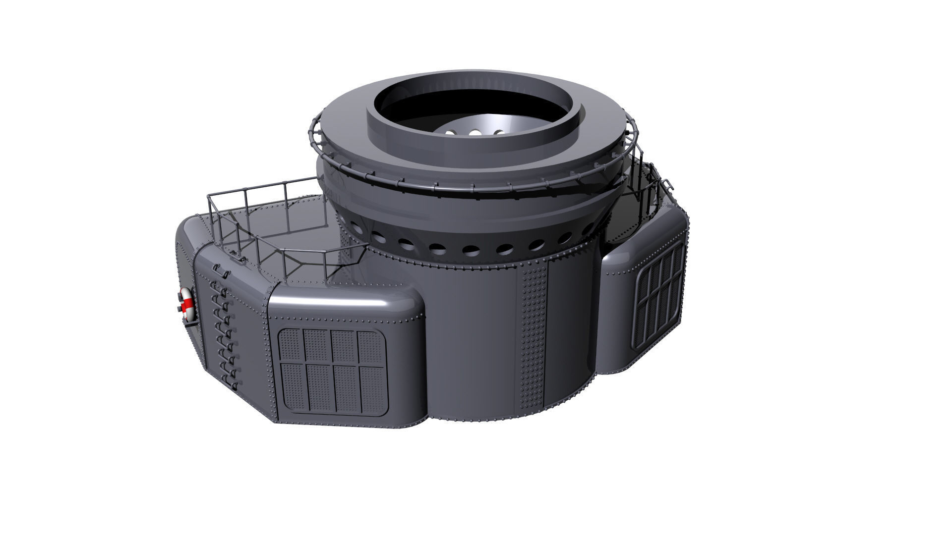 Rear barbette gun turret scale 1-200 3D print model 3D print model_2