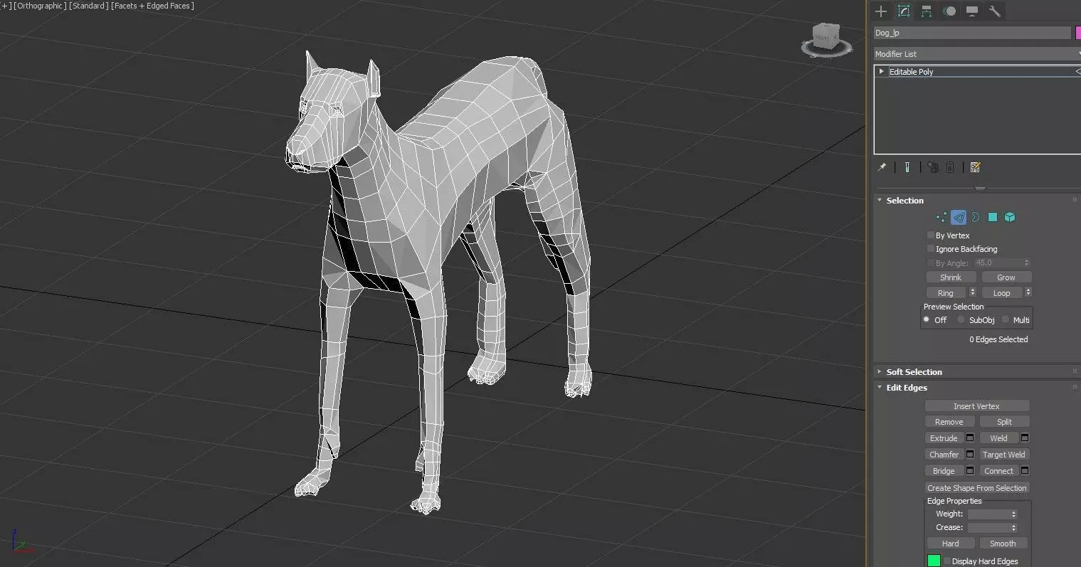 Low poly dog Low-poly 3D model_0