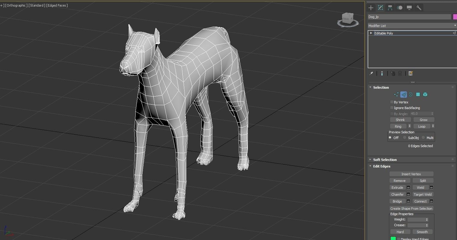 Low poly dog Low-poly 3D model_2