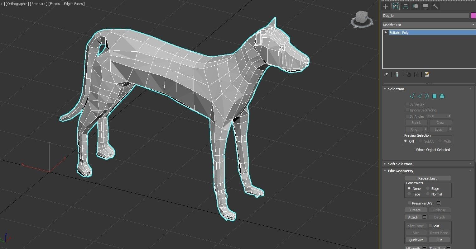 Low poly dog Low-poly 3D model_1