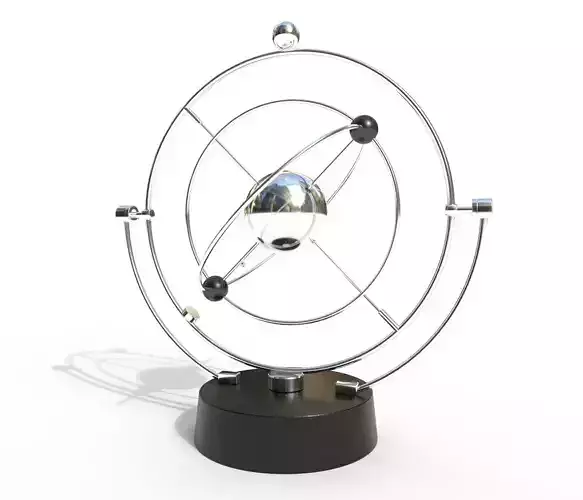 Magnetic Pendulum rotating eternal balls Low-poly 3D model