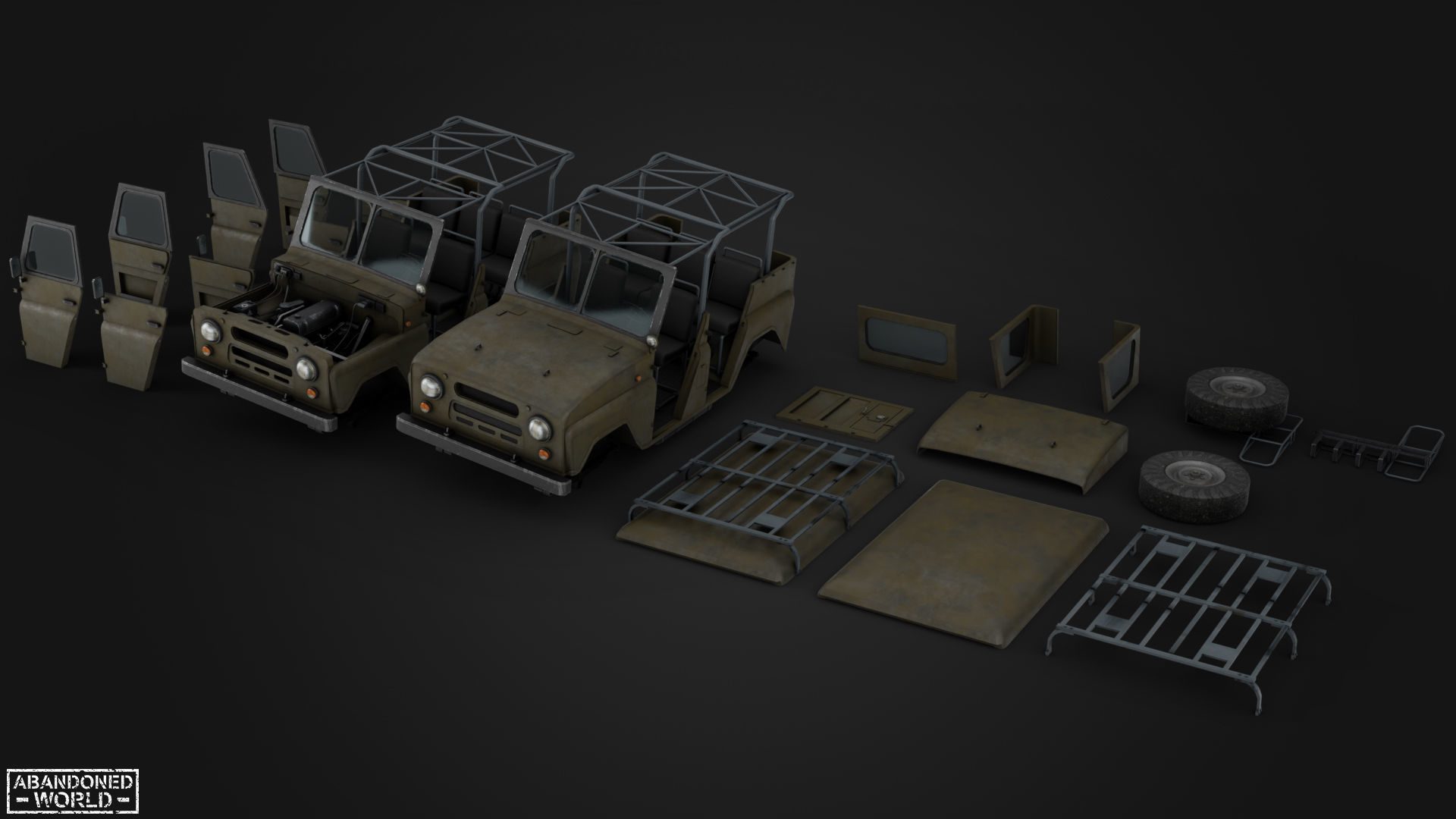 Modular Off-Road Vehicle Low-poly 3D model_12