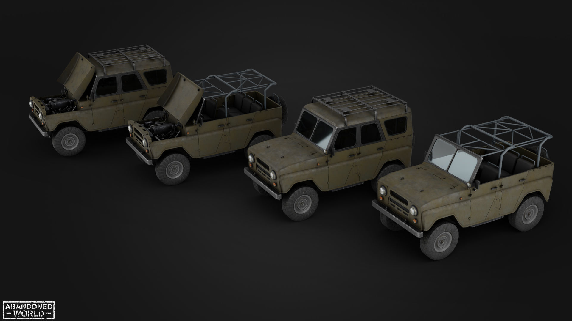 Modular Off-Road Vehicle Low-poly 3D model_4