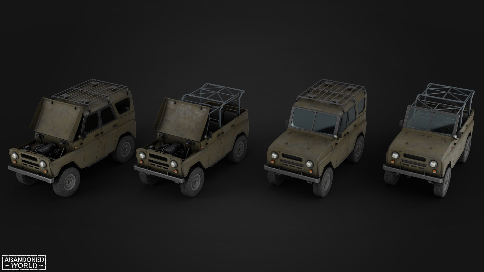 Modular Off-Road Vehicle Low-poly 3D model_2