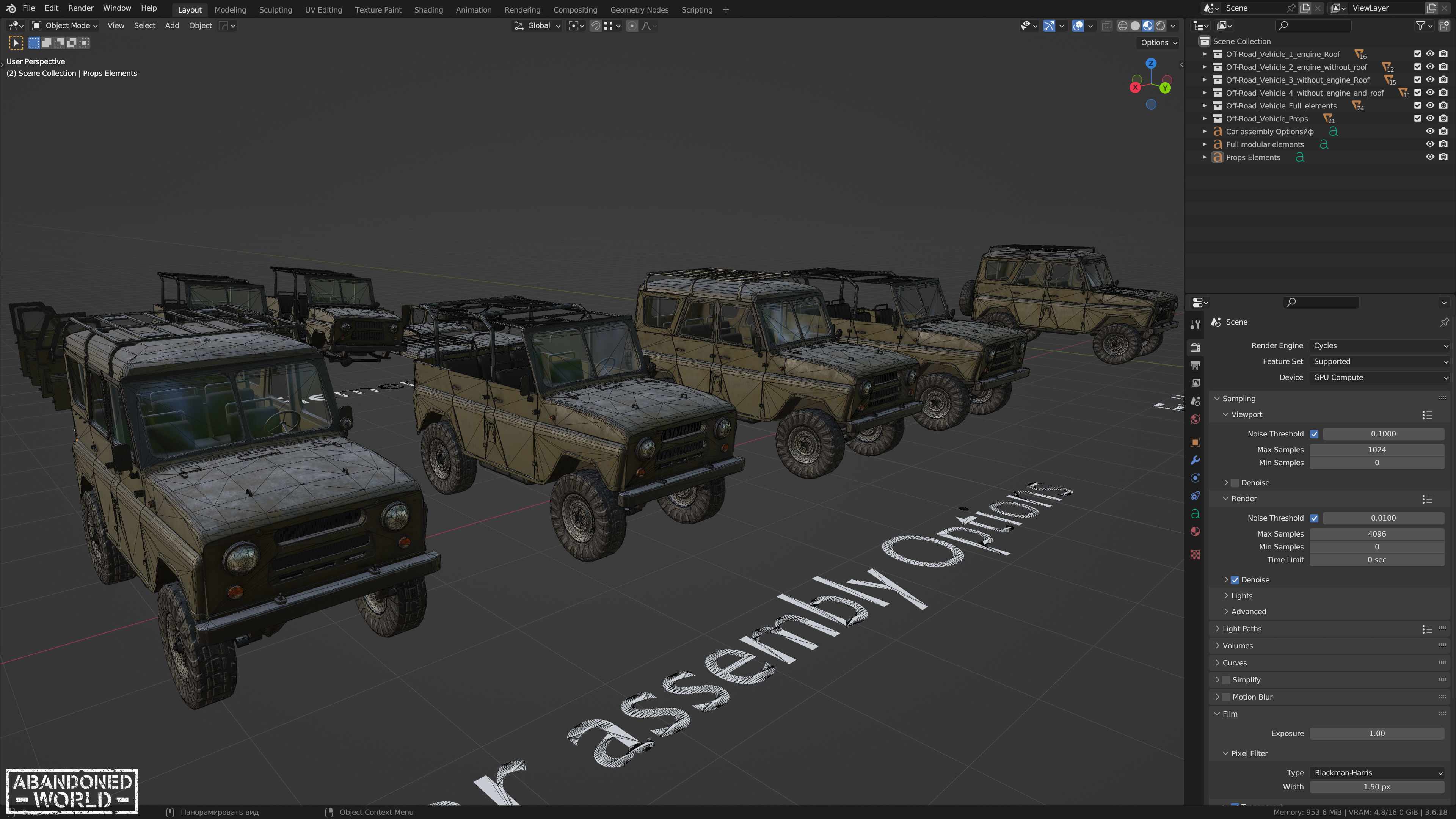 Modular Off-Road Vehicle Low-poly 3D model_27
