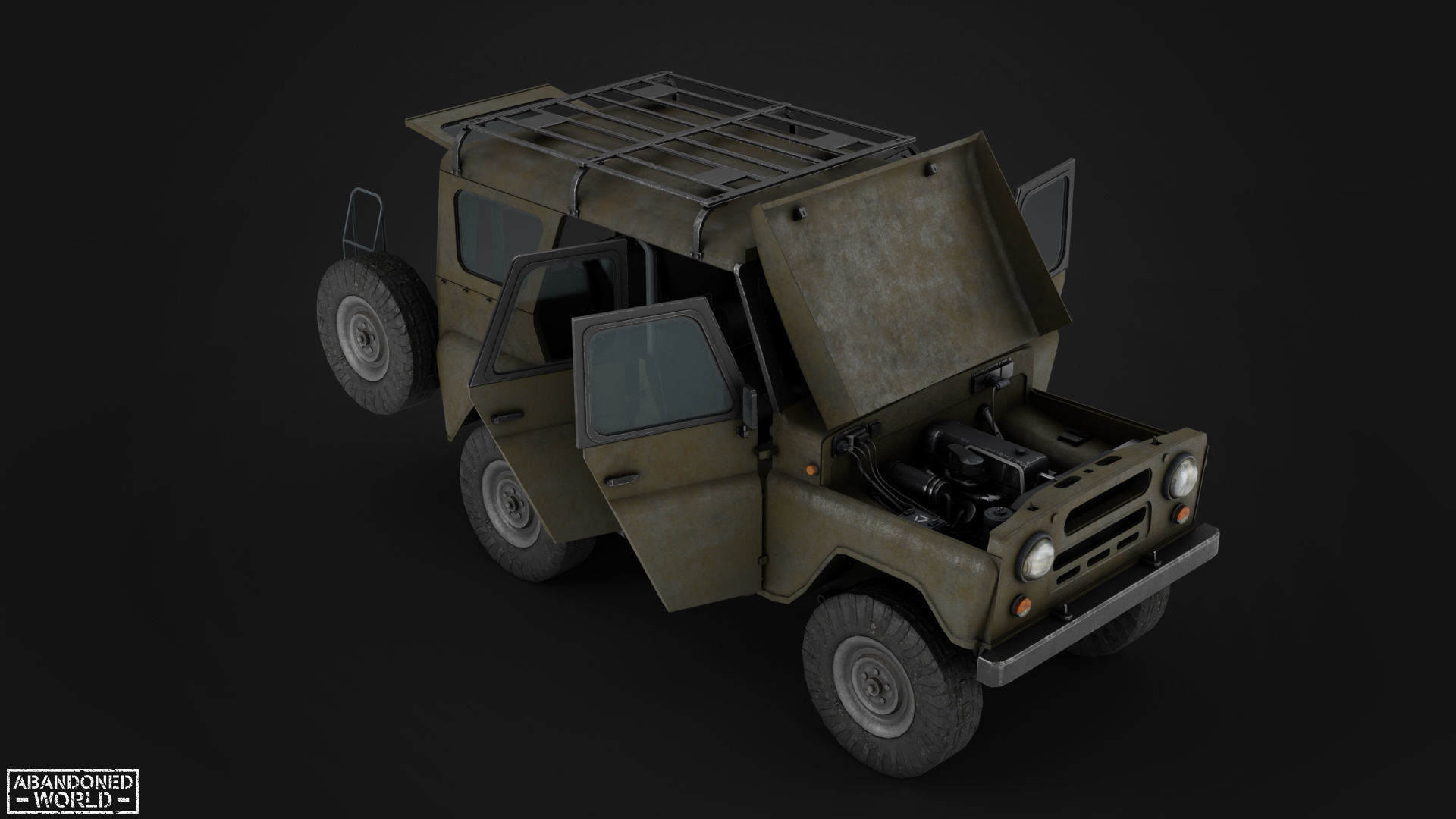 Modular Off-Road Vehicle Low-poly 3D model_23