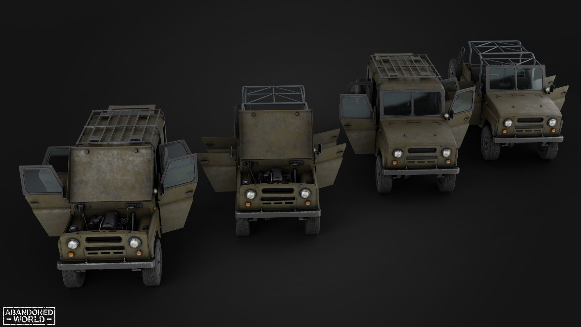 Modular Off-Road Vehicle Low-poly 3D model_7