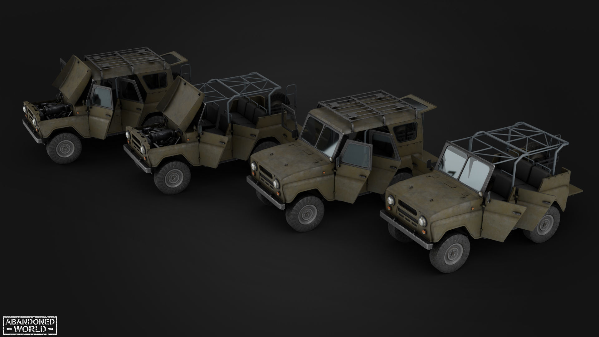 Modular Off-Road Vehicle Low-poly 3D model_8