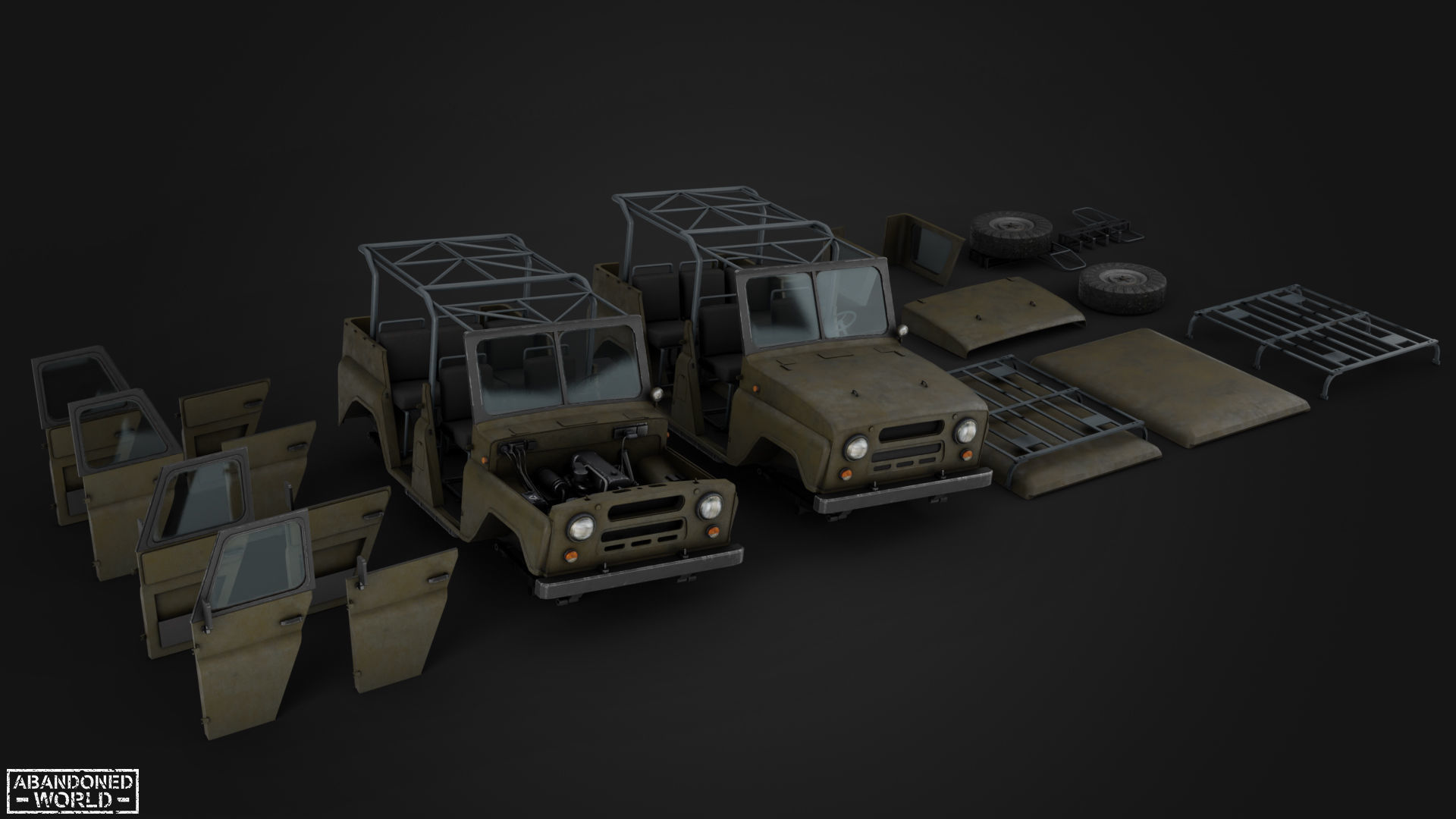 Modular Off-Road Vehicle Low-poly 3D model_11