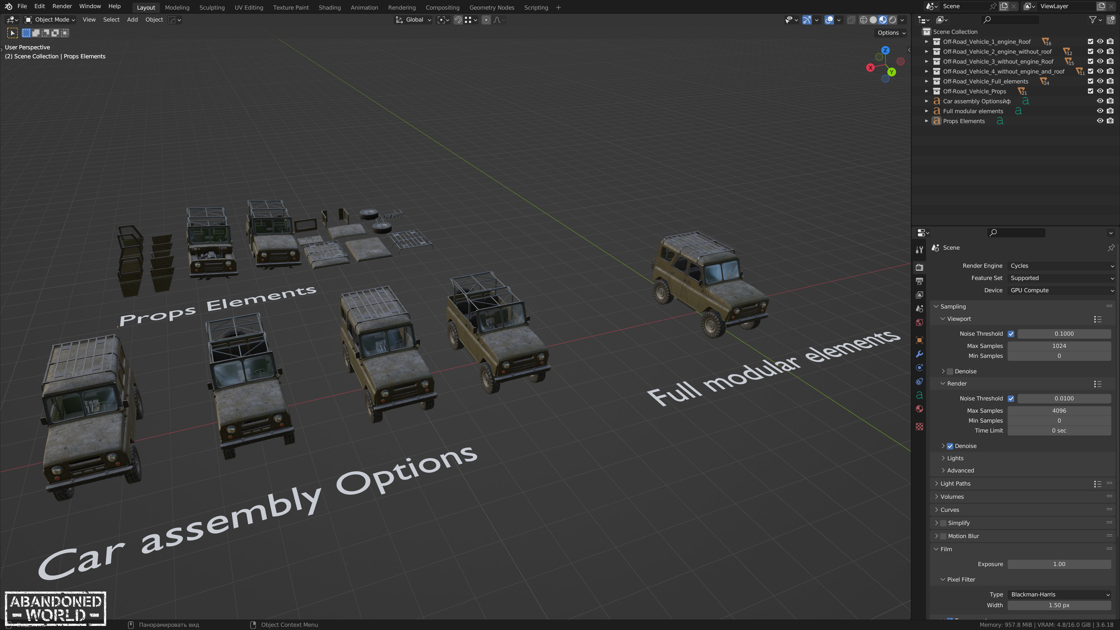 Modular Off-Road Vehicle Low-poly 3D model_26