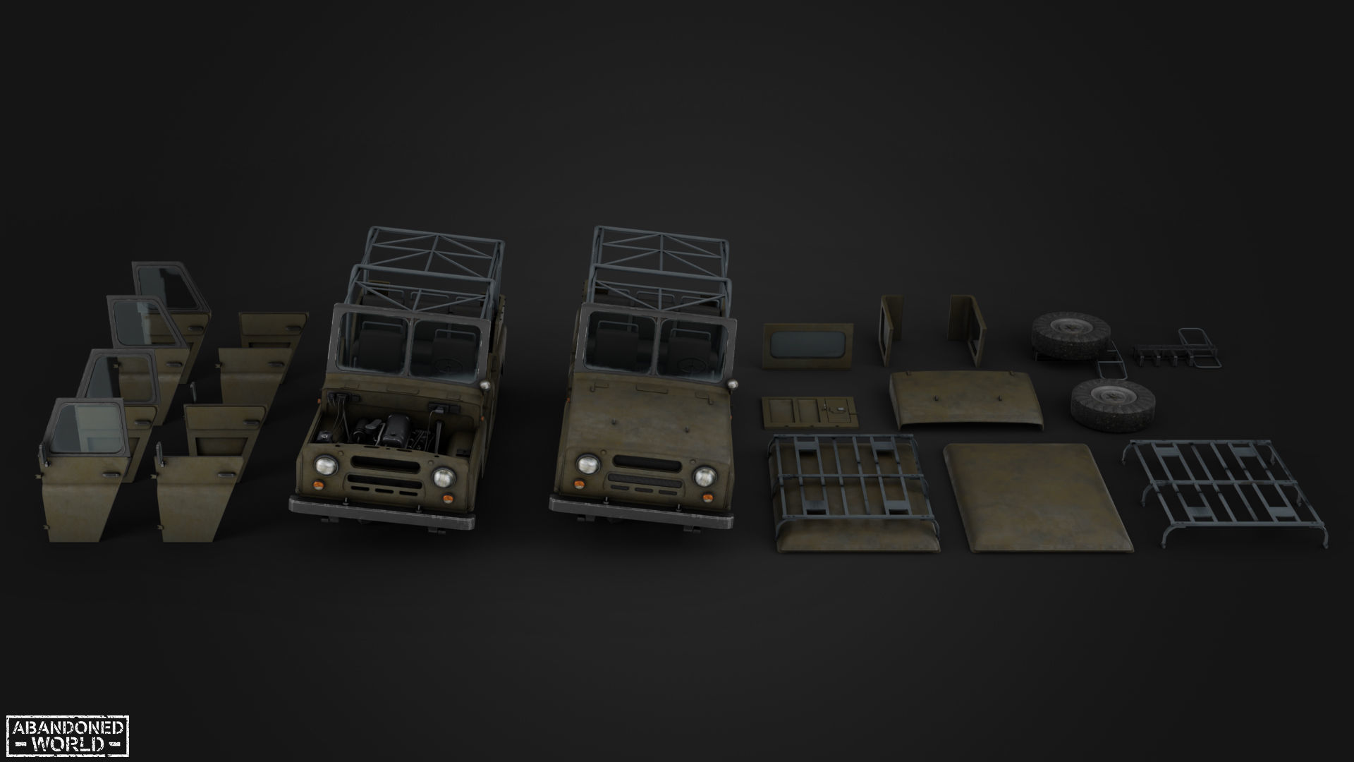 Modular Off-Road Vehicle Low-poly 3D model_10