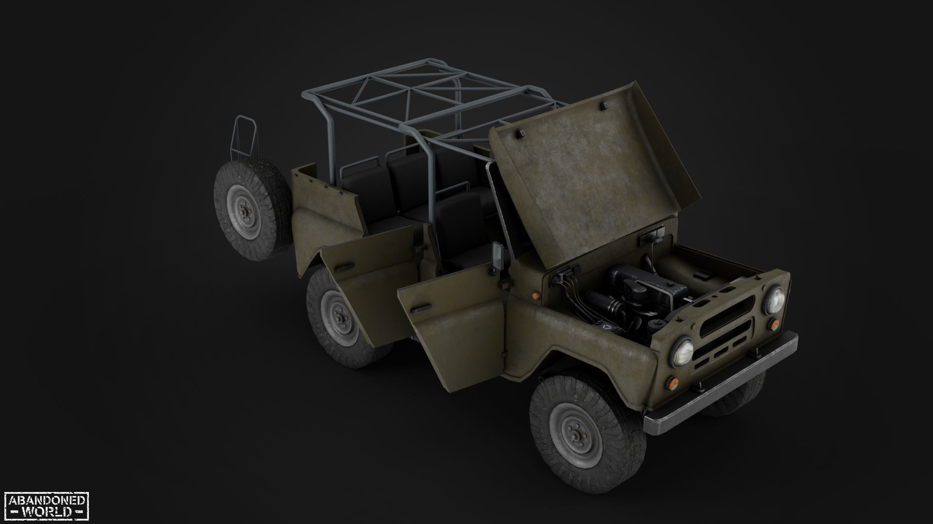 Modular Off-Road Vehicle Low-poly 3D model_25