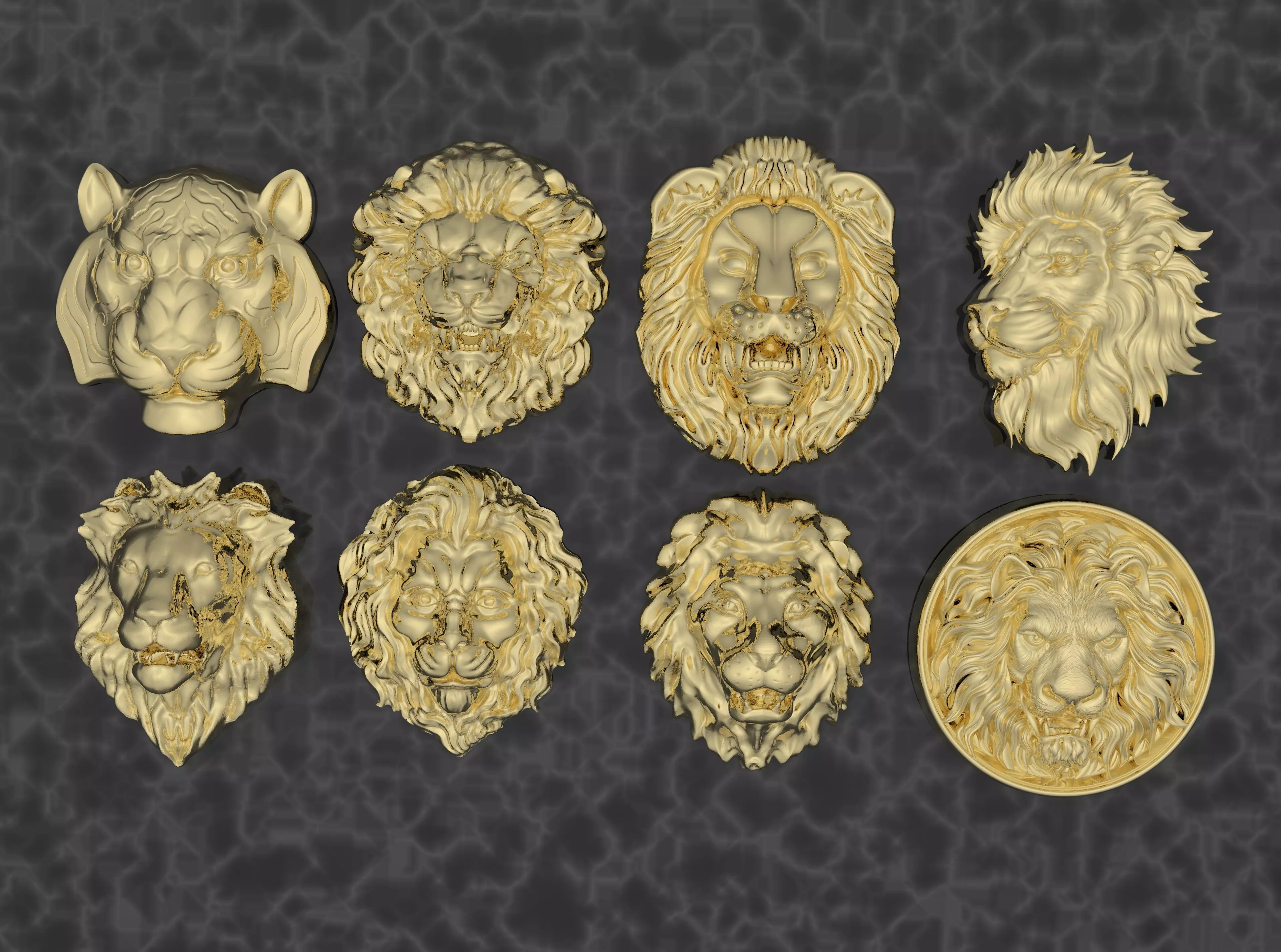 Lion heads 3D print model
