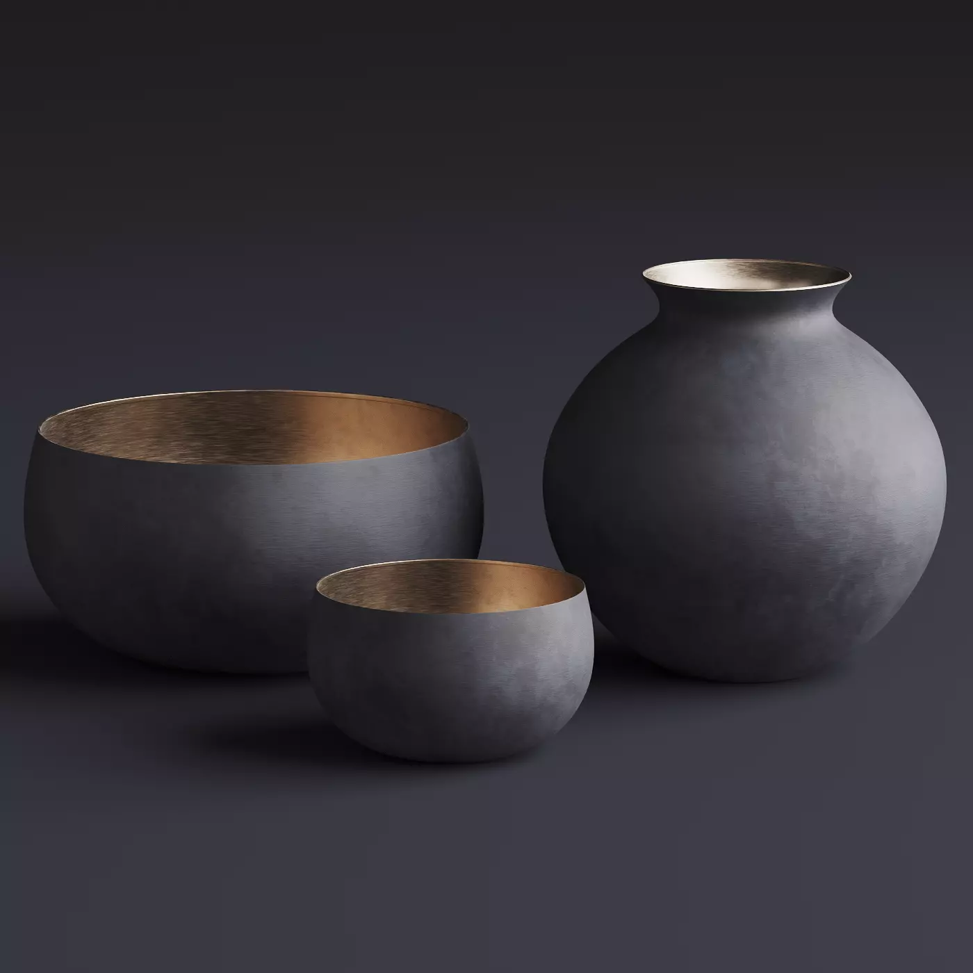 RH  Matte Black  Brass Vessel - Bowl 3D model_0