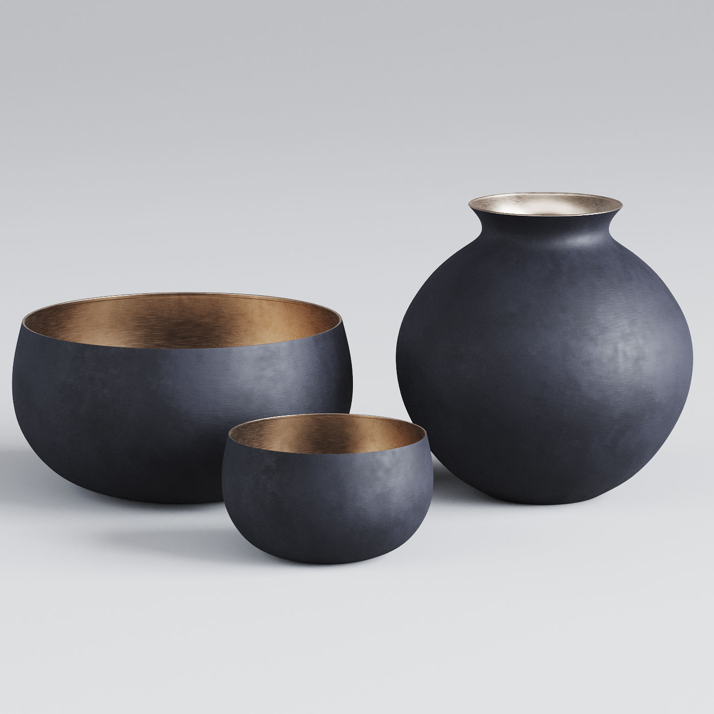 RH  Matte Black  Brass Vessel - Bowl 3D model_3