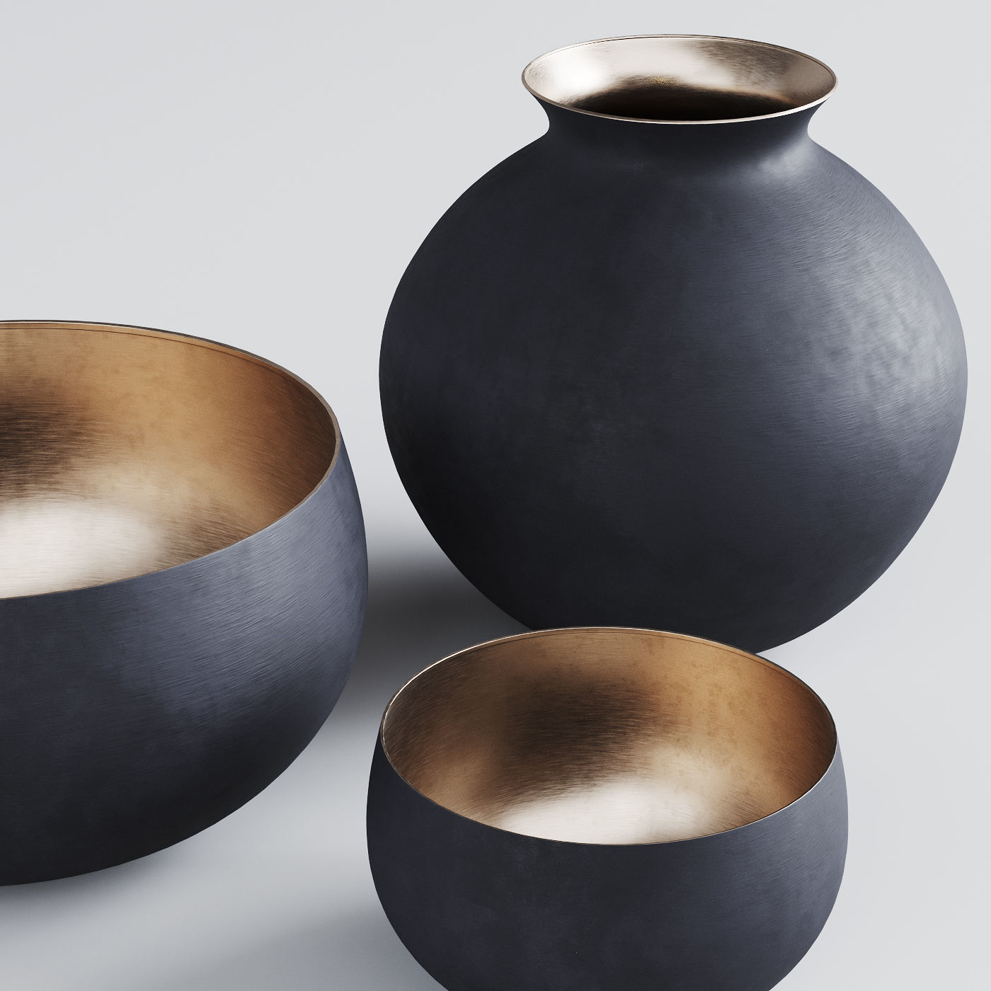 RH  Matte Black  Brass Vessel - Bowl 3D model_4
