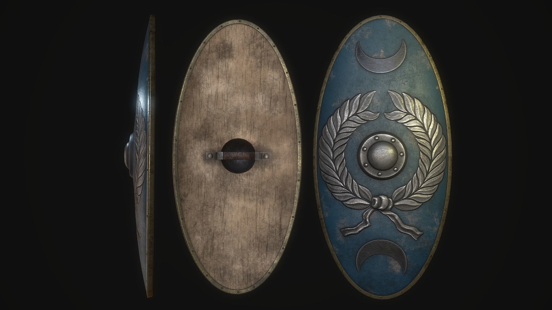 Cetratus shield Low-poly 3D model_1