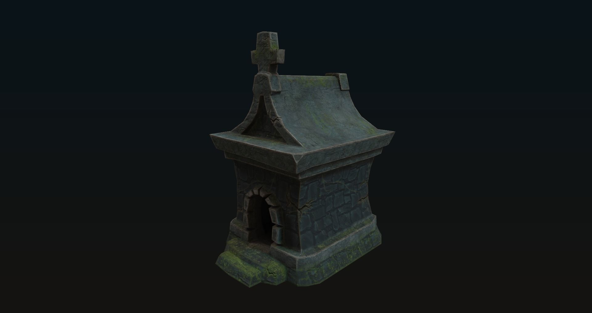 Cartoon Stylized low poly Chapel Game Asset Low-poly 3D model_1