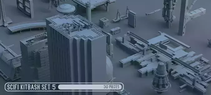 Scifi dressing kitbash set 5 Low-poly 3D model