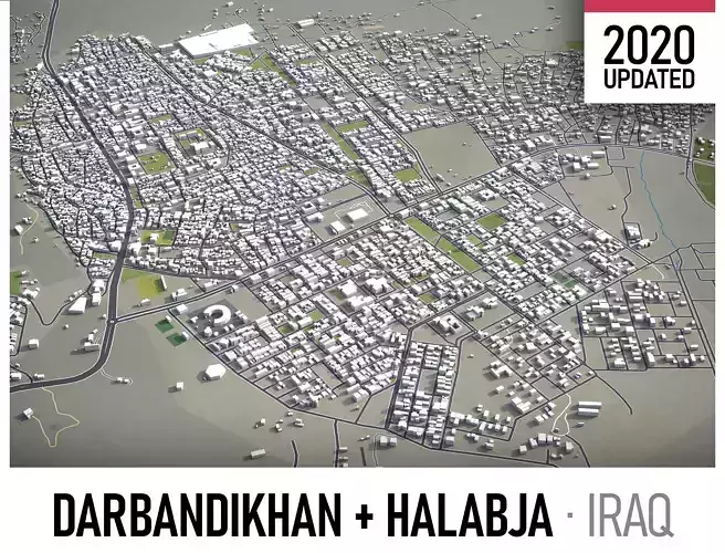 Darbandikhan  Halabja - 3D City Model Low-poly 3D model