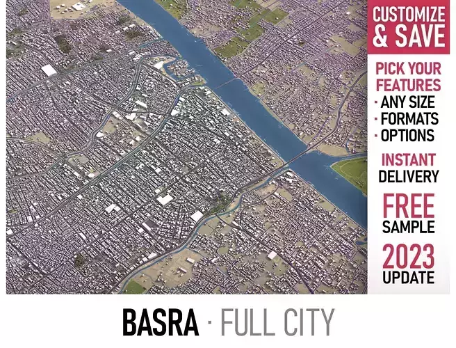 Basra - 3D City Model Low-poly 3D model