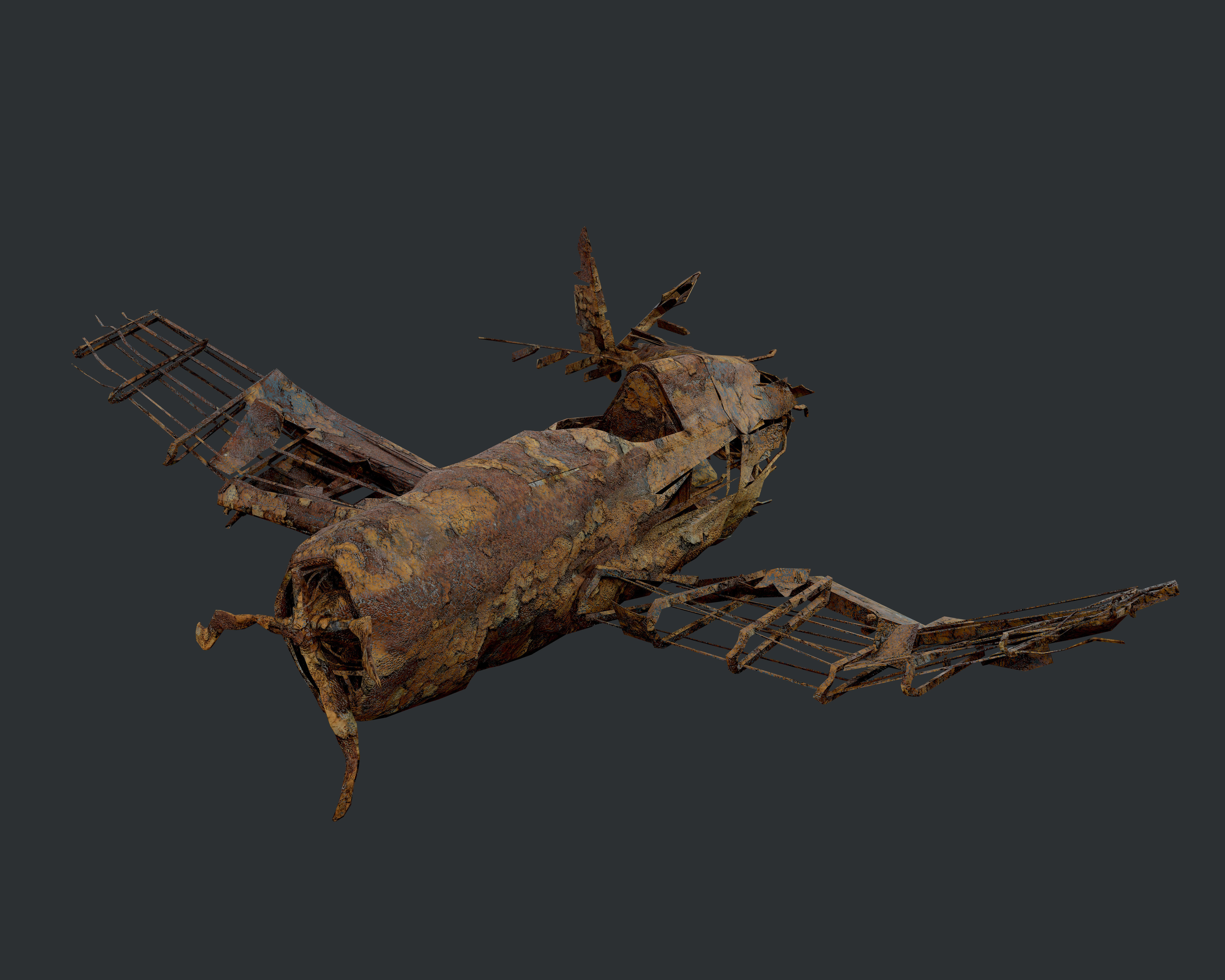 Plane Wreck Damaged Apocalyptic Game Ready 04 Low-poly 3D model_2