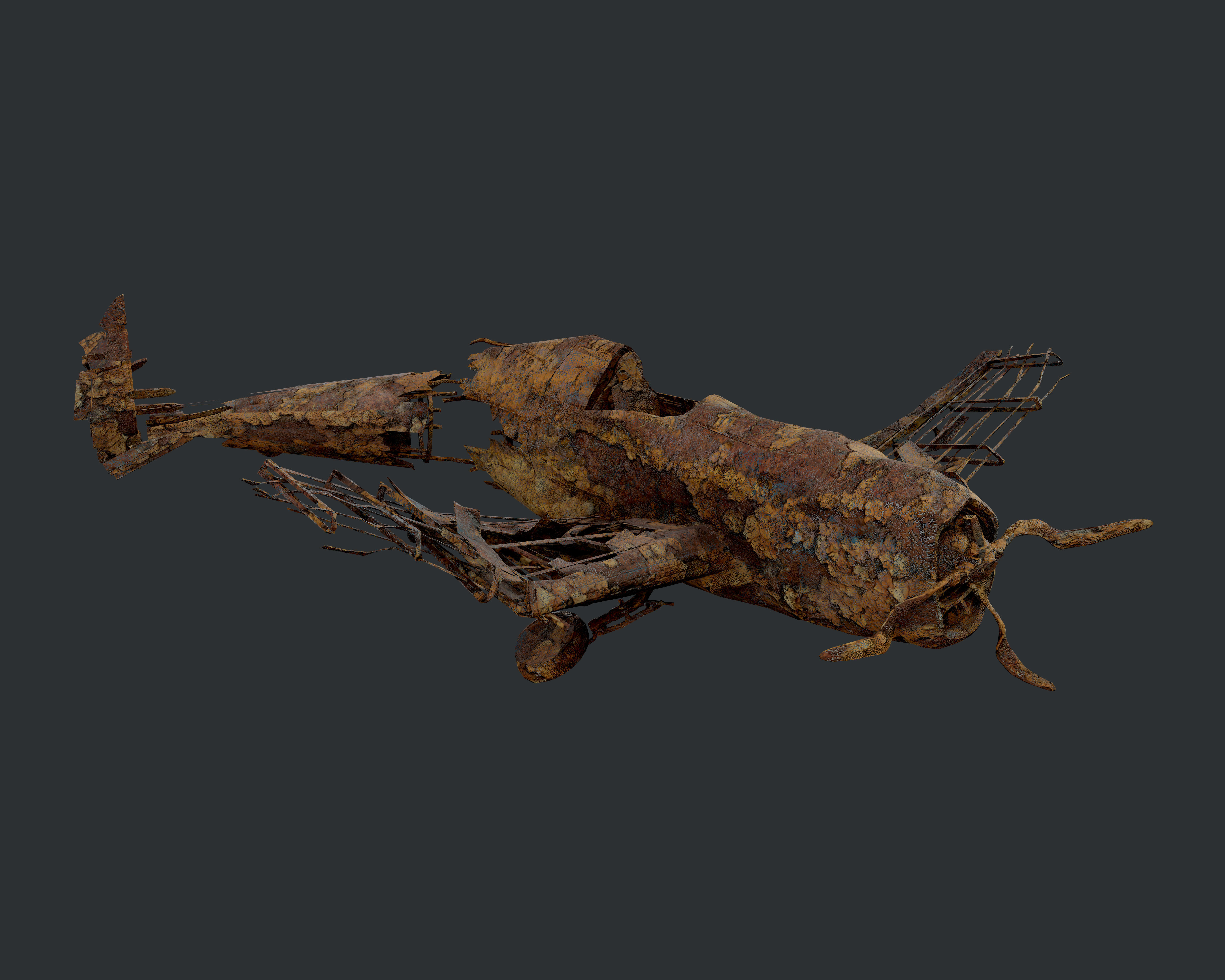 Plane Wreck Damaged Apocalyptic Game Ready 04 Low-poly 3D model_1