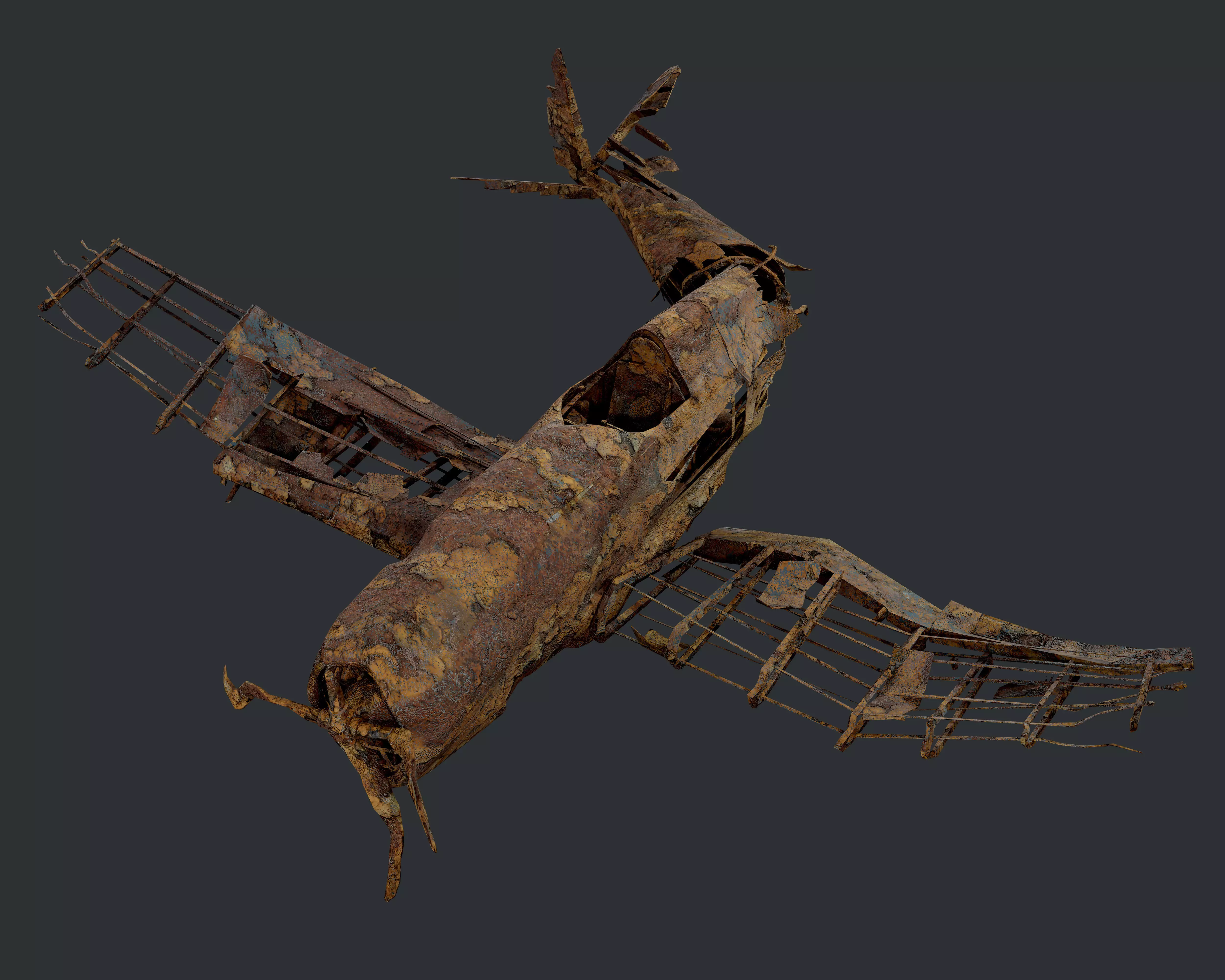 Plane Wreck Damaged Apocalyptic Game Ready 04 Low-poly 3D model_0