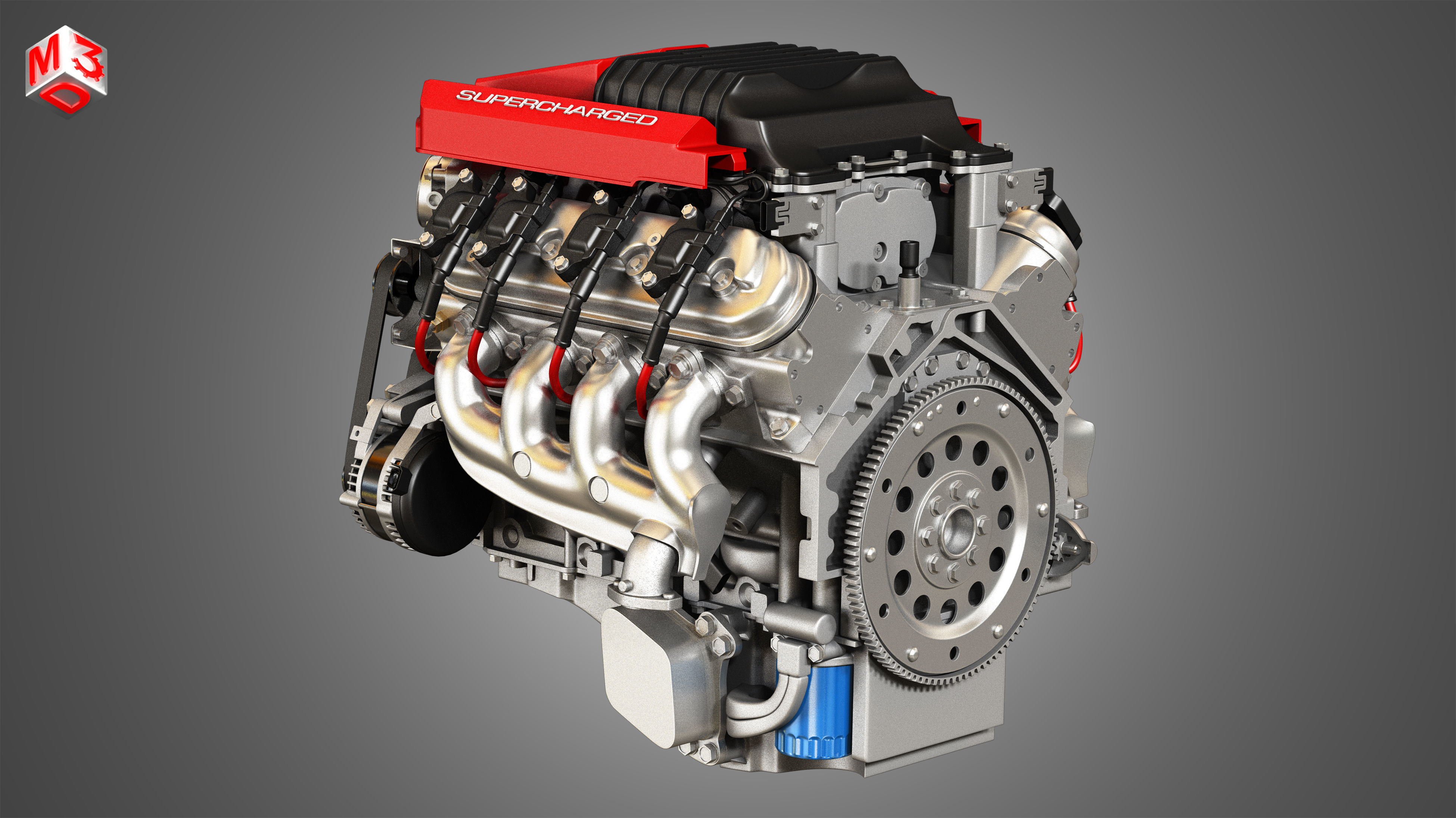 LSA Engine - V8 Supercharged Engine 3D model_3