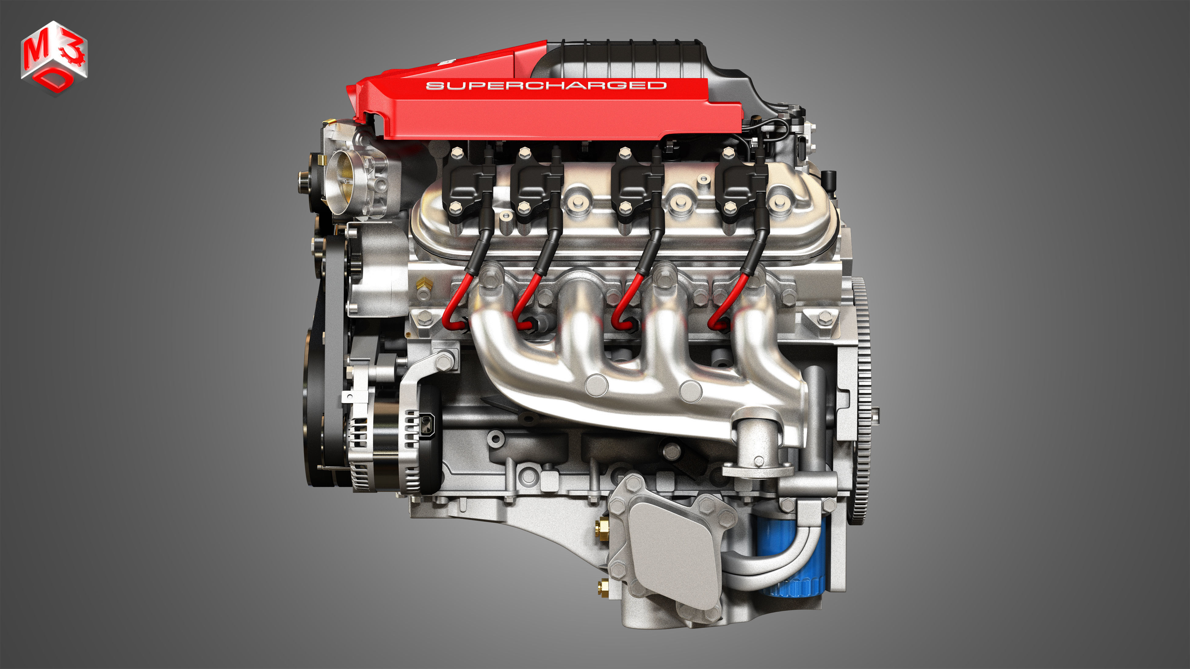 LSA Engine - V8 Supercharged Engine 3D model_4