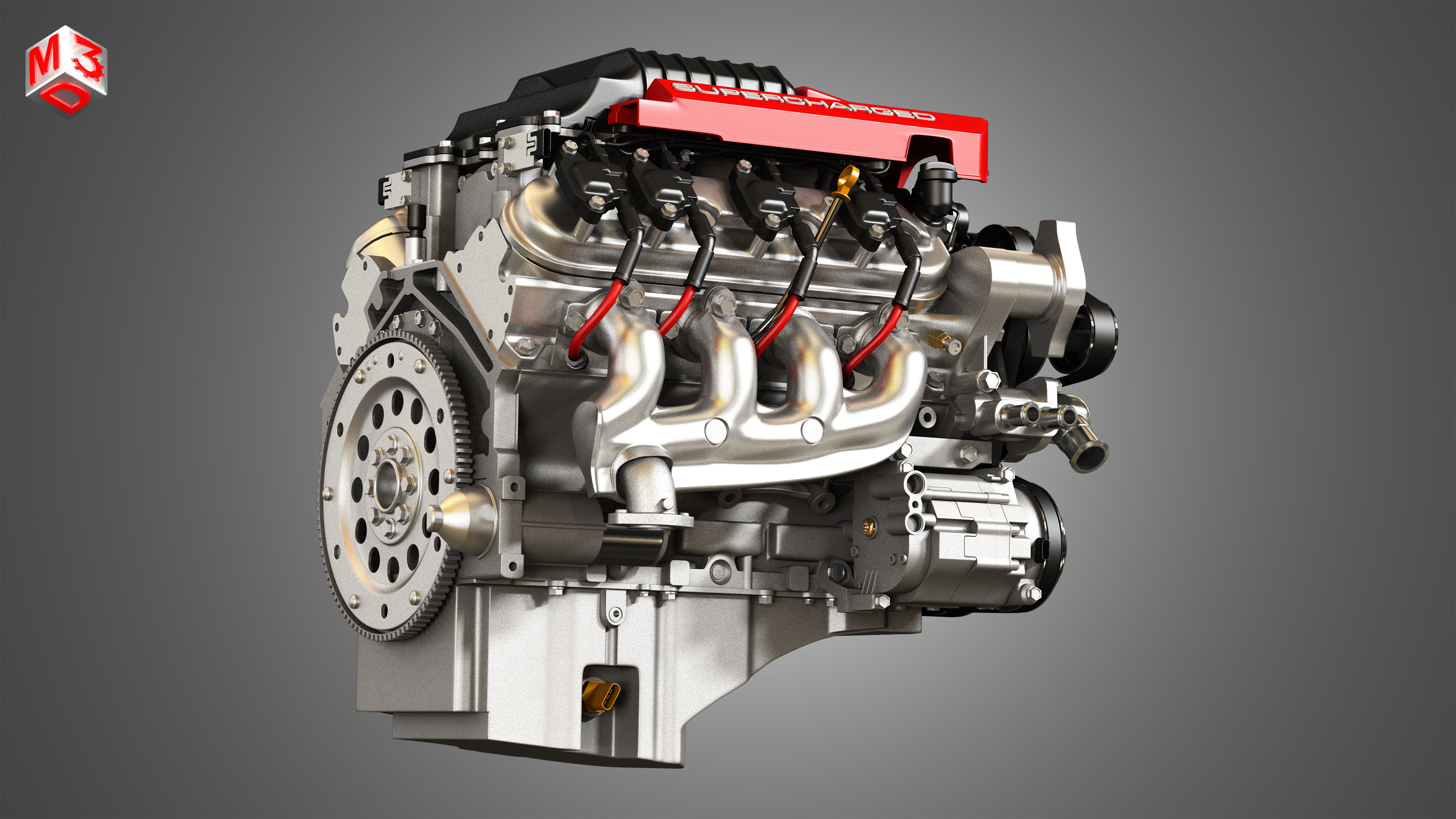 LSA Engine - V8 Supercharged Engine 3D model_7