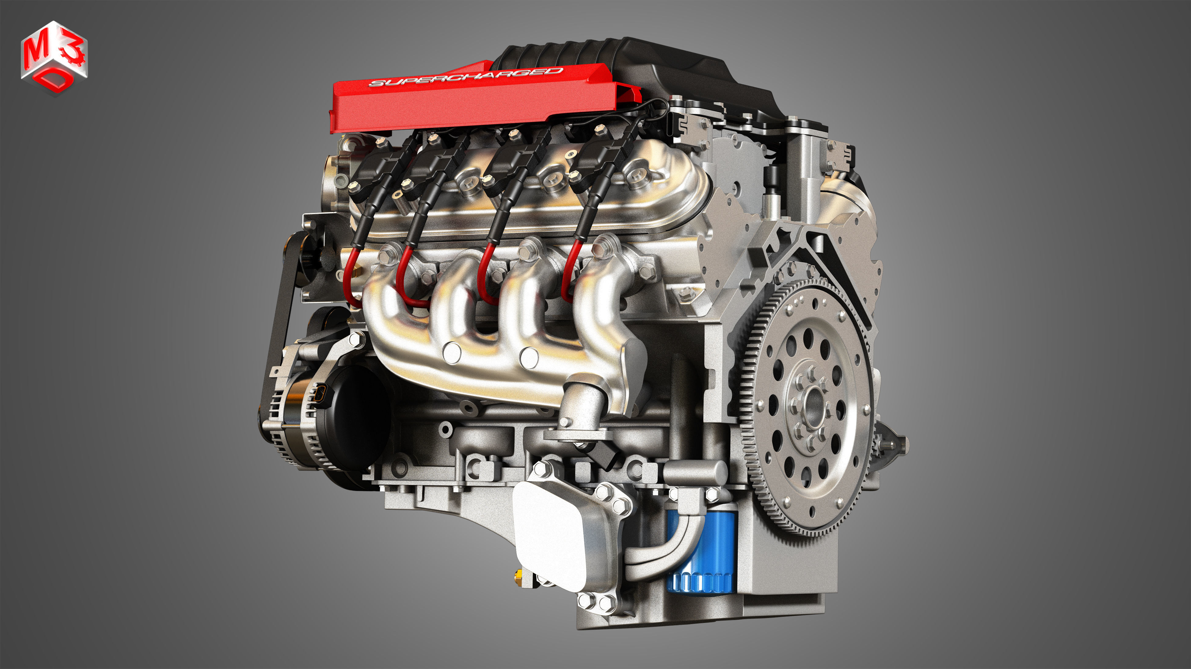 LSA Engine - V8 Supercharged Engine 3D model_9