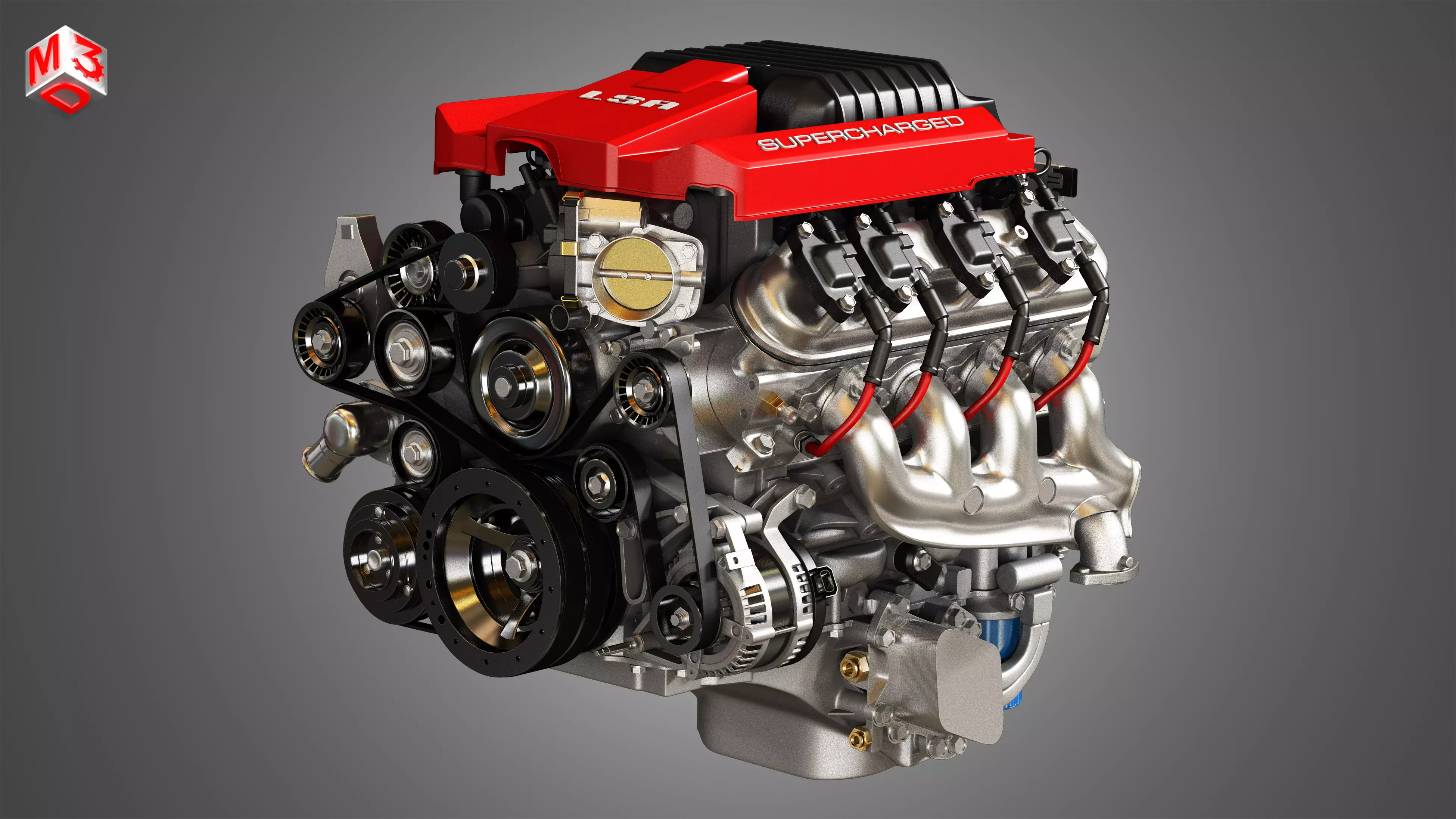 LSA Engine - V8 Supercharged Engine 3D model_0