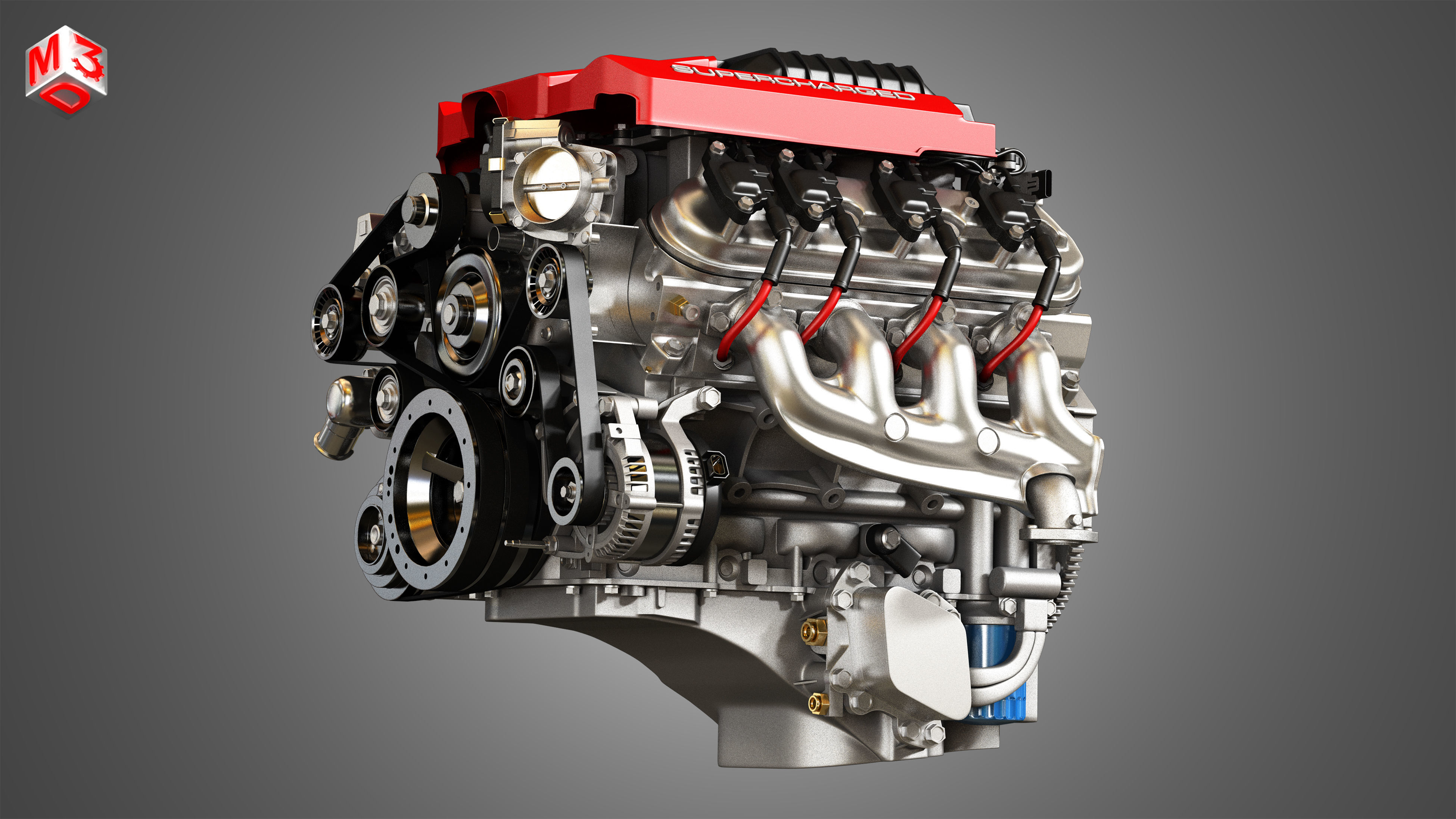LSA Engine - V8 Supercharged Engine 3D model_6