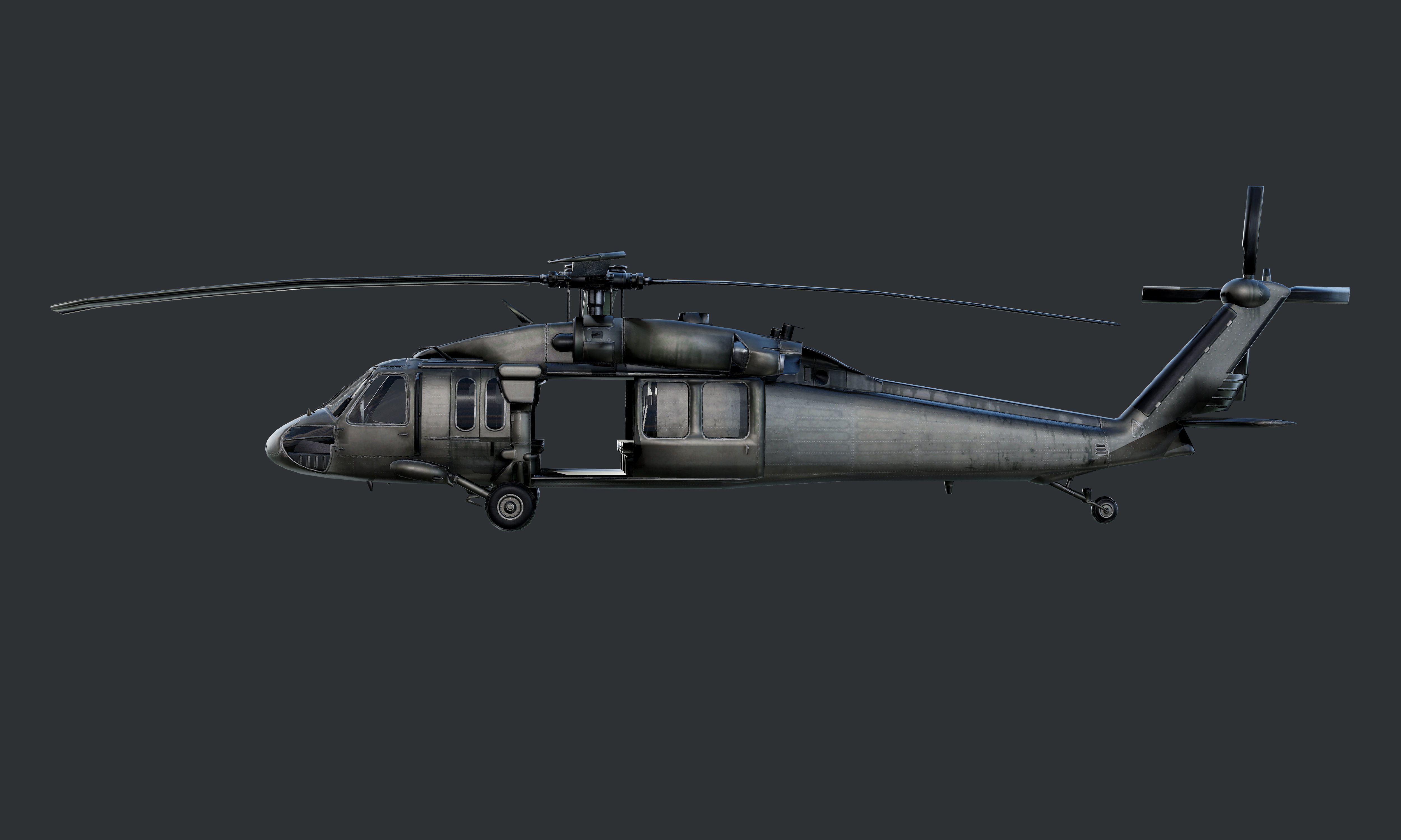 GAME READY Sikorsky UH60 Black Hawk Helicopter Low-poly 3D model_4