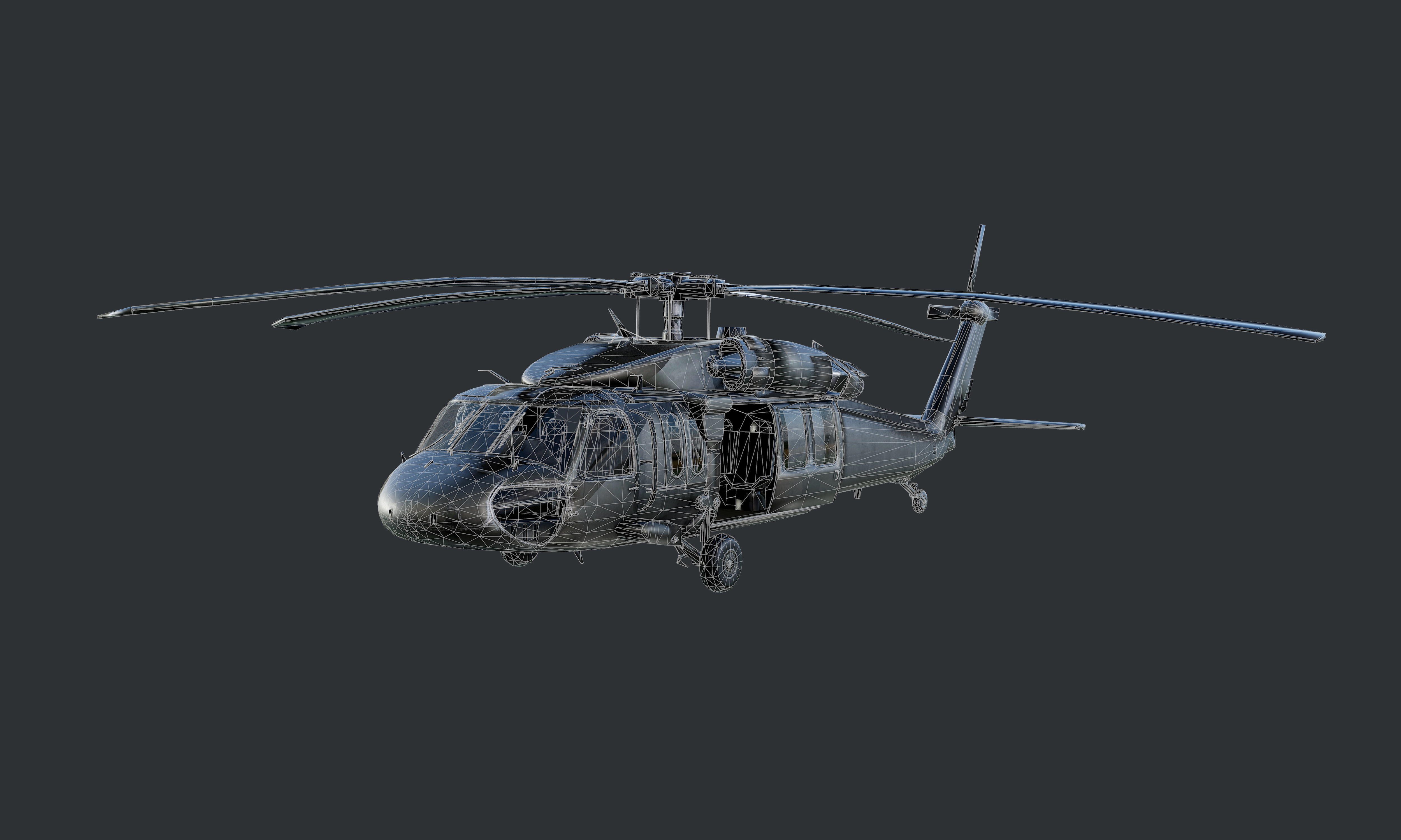 GAME READY Sikorsky UH60 Black Hawk Helicopter Low-poly 3D model_9