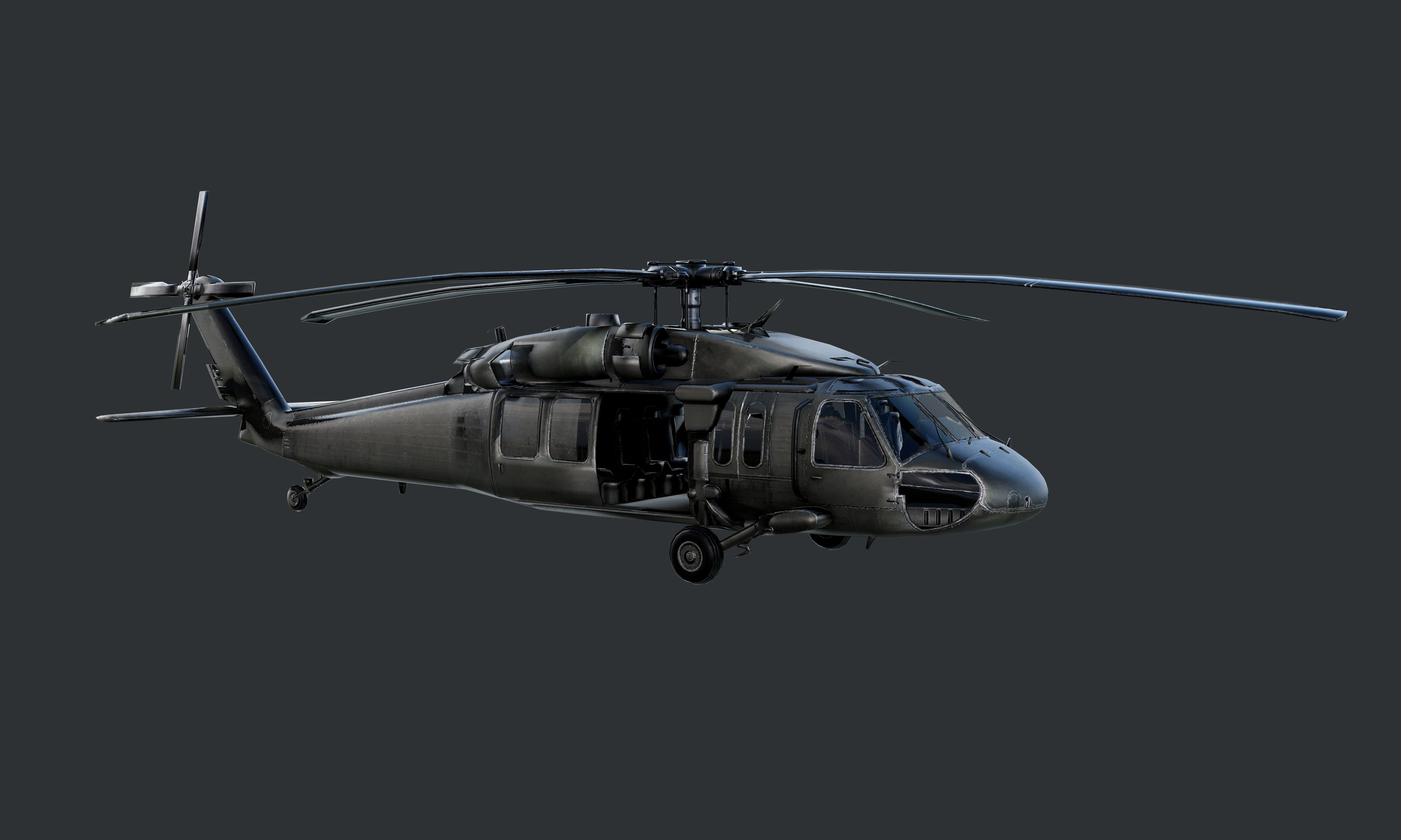 GAME READY Sikorsky UH60 Black Hawk Helicopter Low-poly 3D model_3