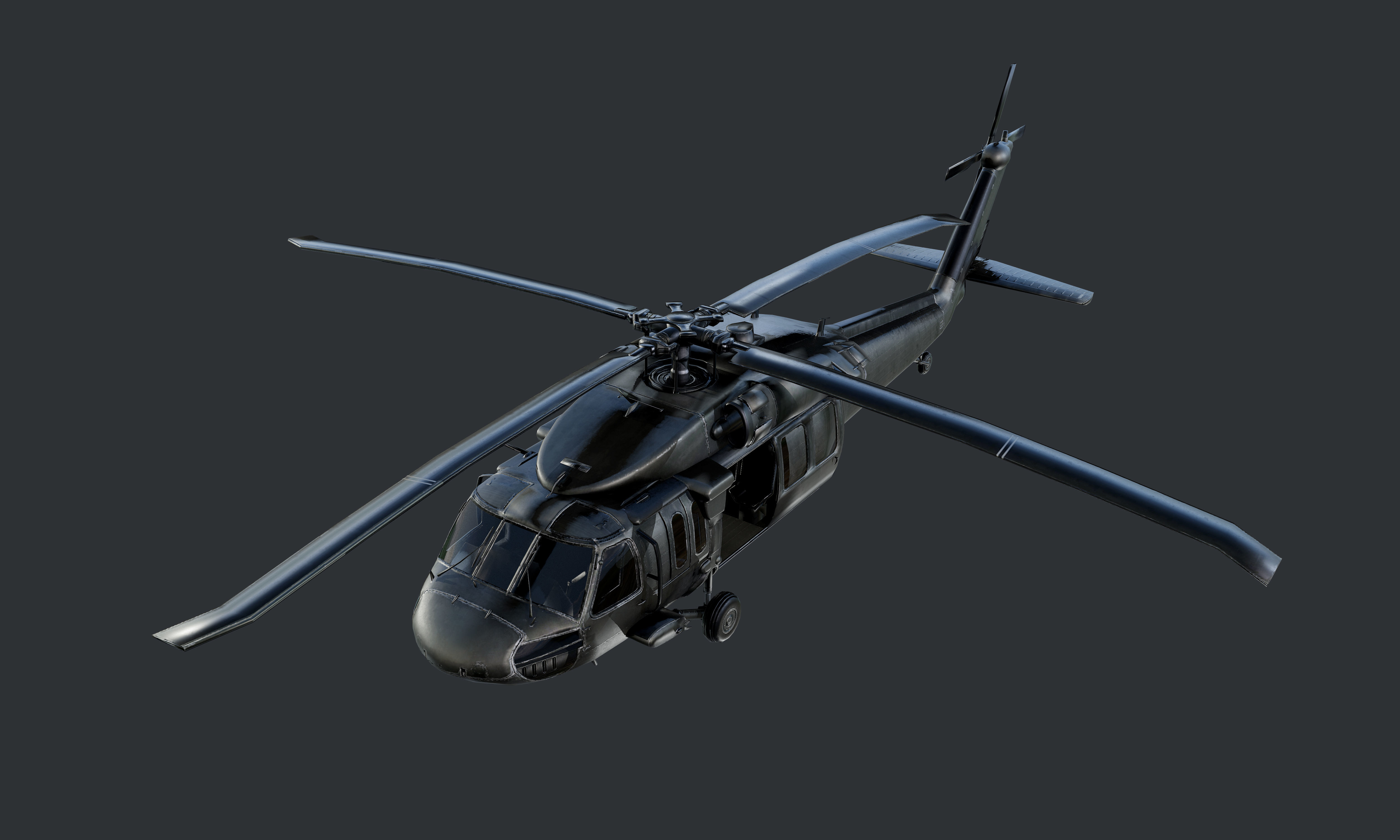 GAME READY Sikorsky UH60 Black Hawk Helicopter Low-poly 3D model_7