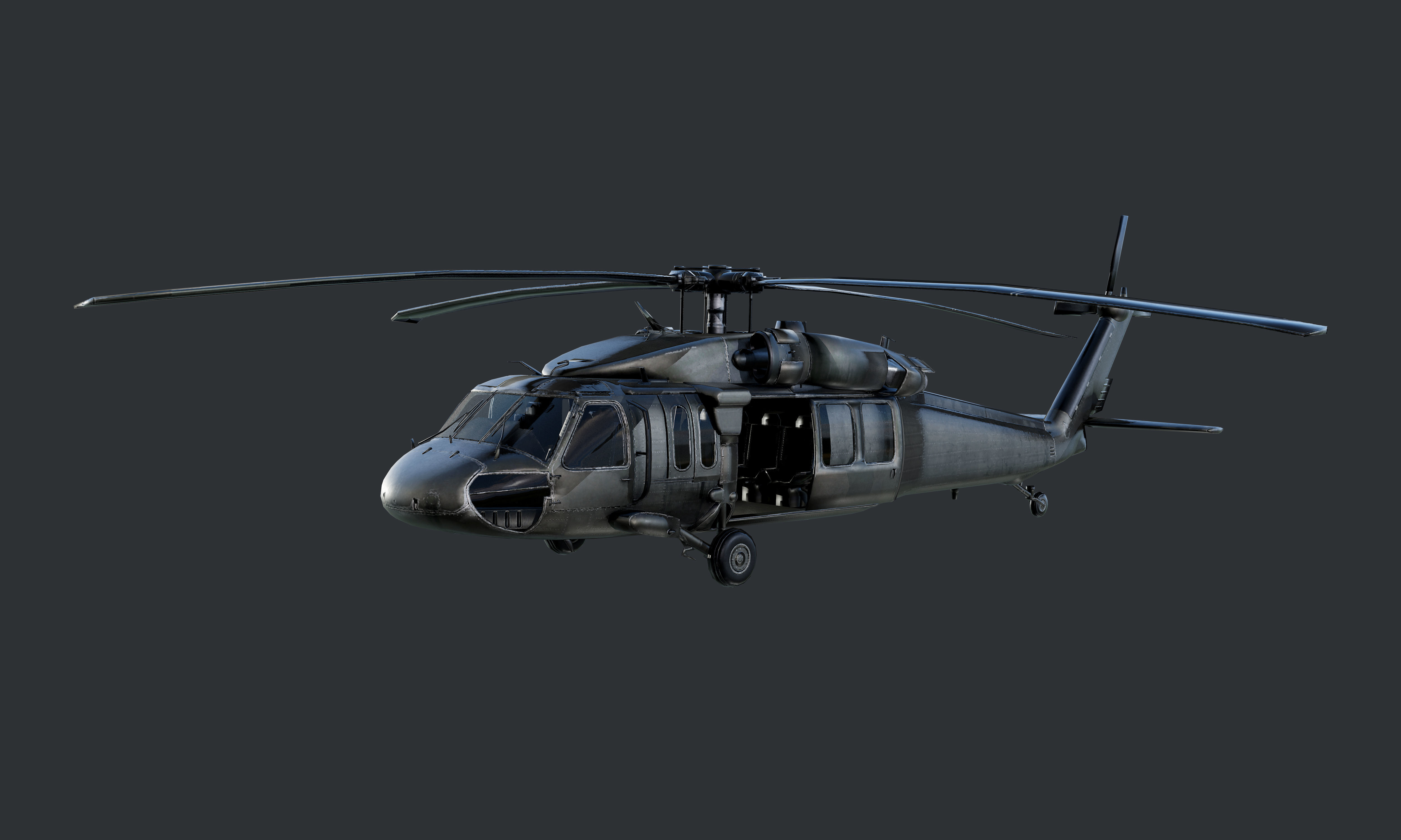 GAME READY Sikorsky UH60 Black Hawk Helicopter Low-poly 3D model_1