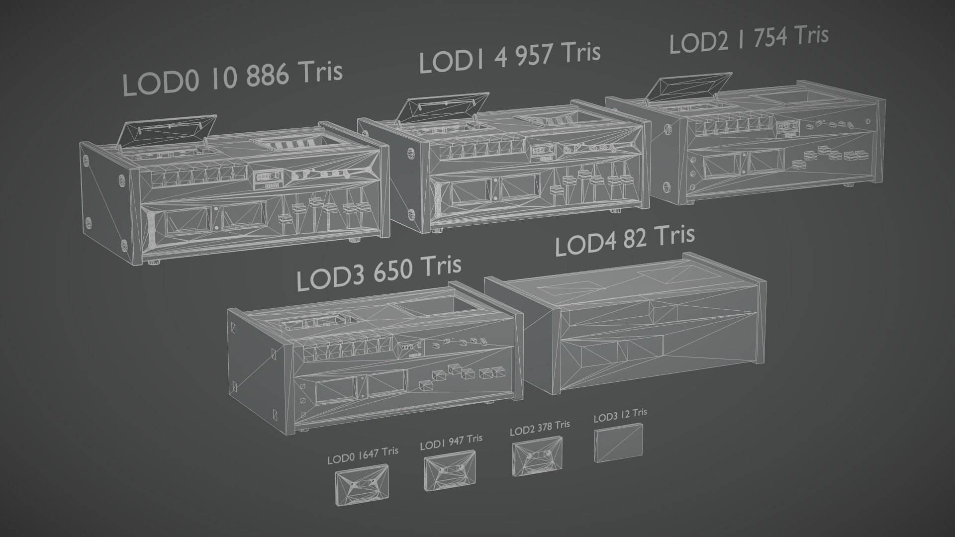 TEAC A-450 Stereo System Low-poly 3D model_4