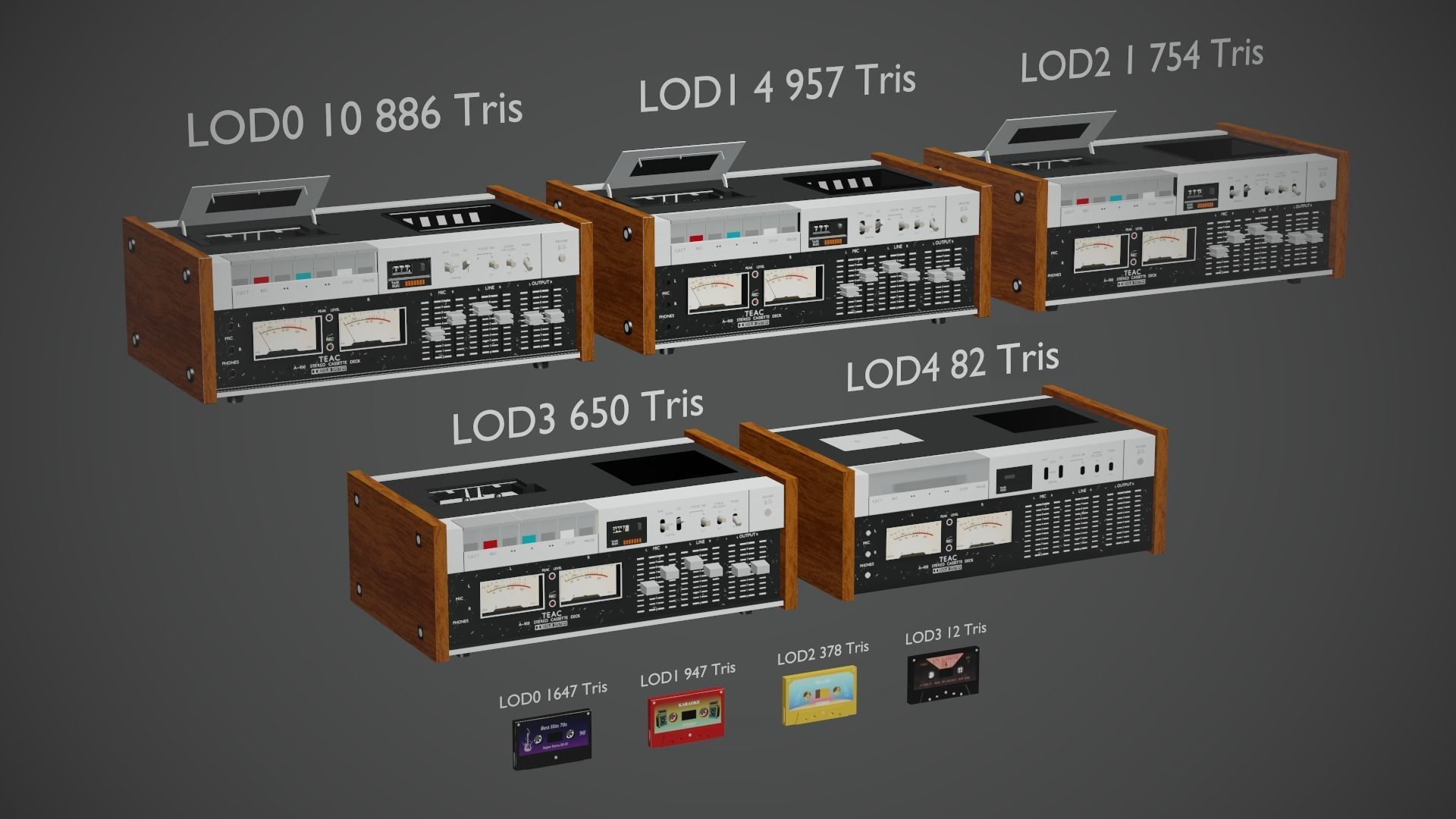 TEAC A-450 Stereo System Low-poly 3D model_3