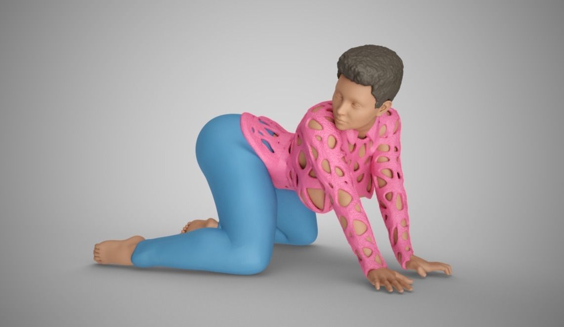 Woman Bent and Searching 3D print model_6