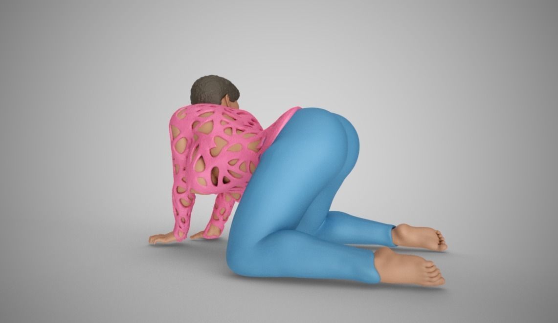 Woman Bent and Searching 3D print model_10